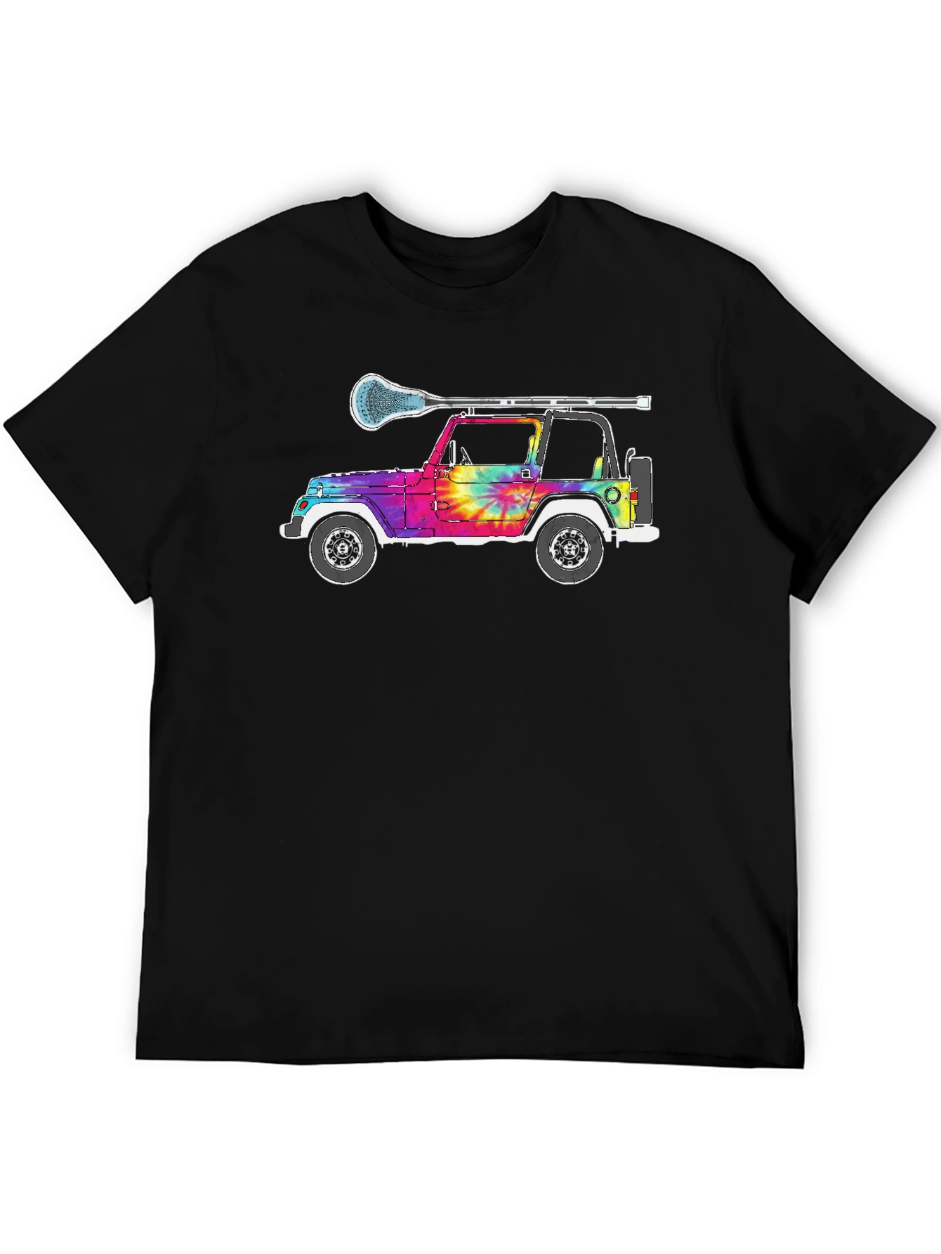 Black Tie Dye Jeep Lacrosse T-Shirt view 5