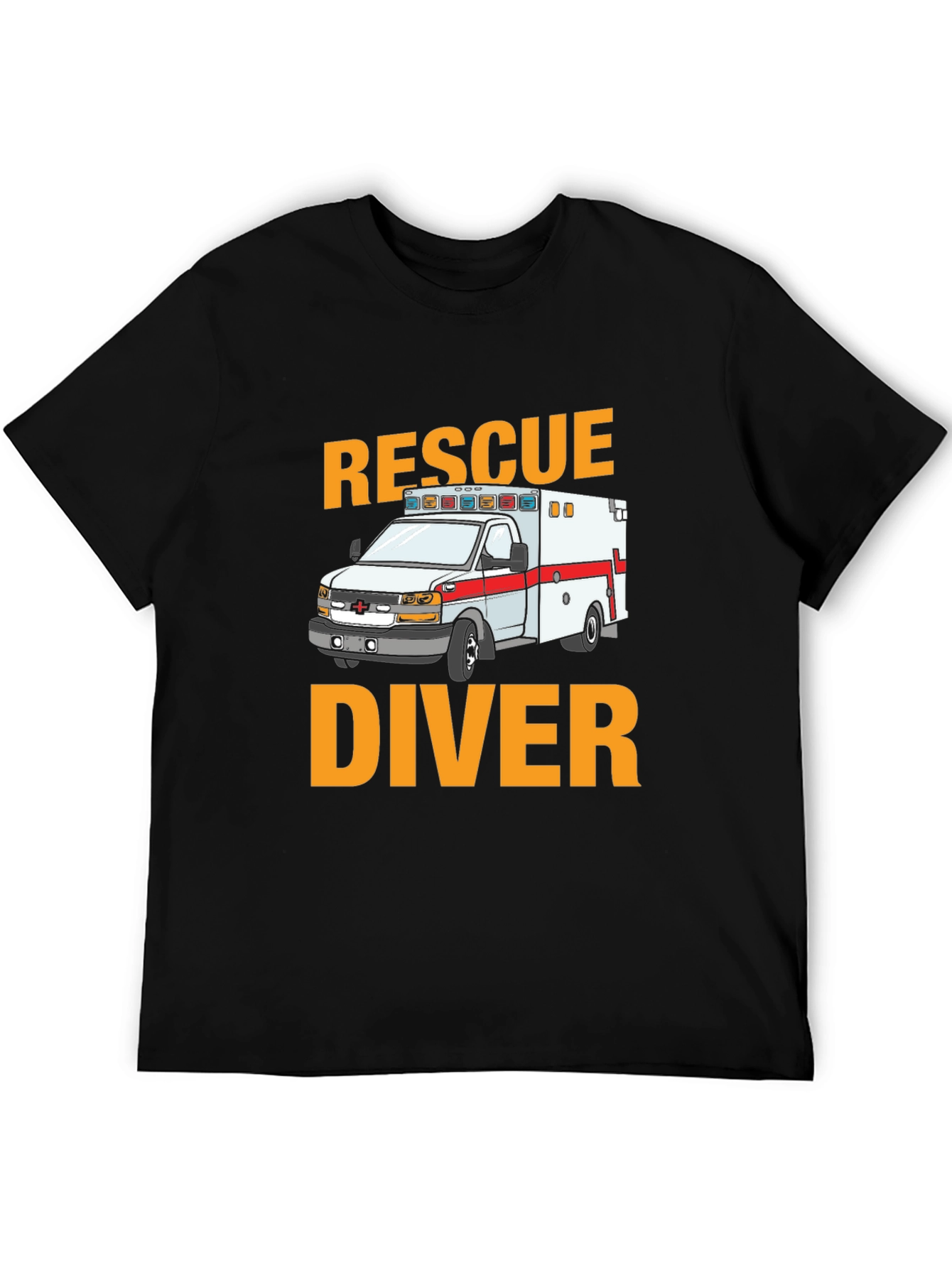 Black Rescue Diver Ambulance Graphic T-Shirt view 5