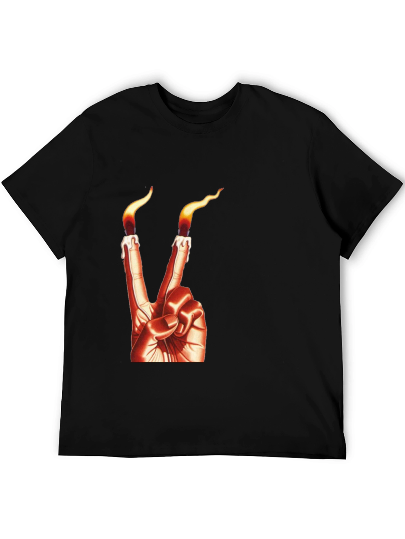 Black Candle Finger Peace Sign Graphic Tee view 5