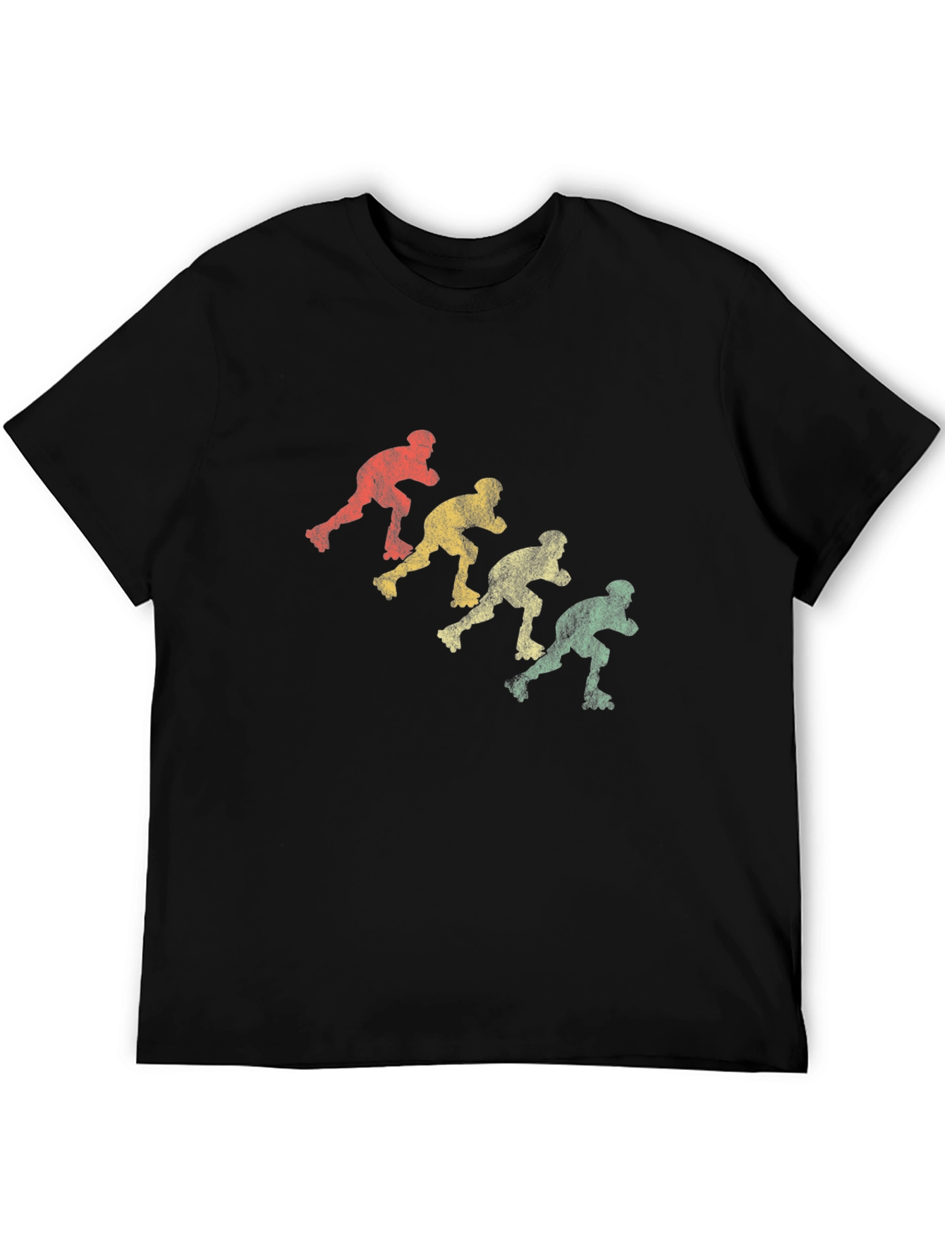 Black Retro Roller Skater T-Shirt - Vintage Style Skate Design view 5