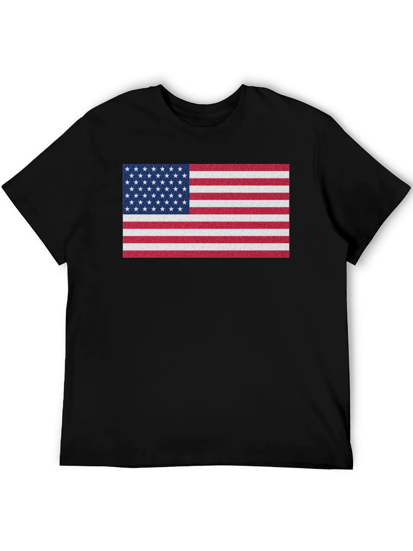 Black American Flag Graphic Print Crew Neck T-Shirt view 5