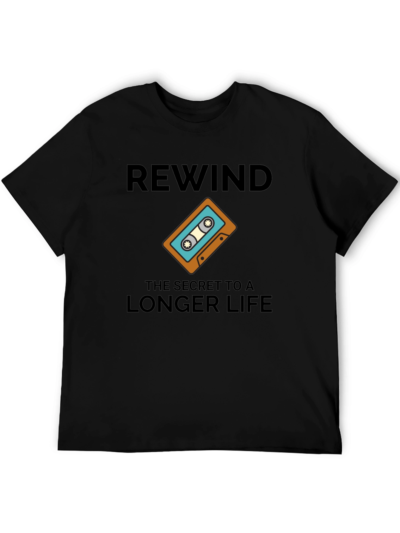 Black Rewind Longer Life Graphic T-Shirt view 5
