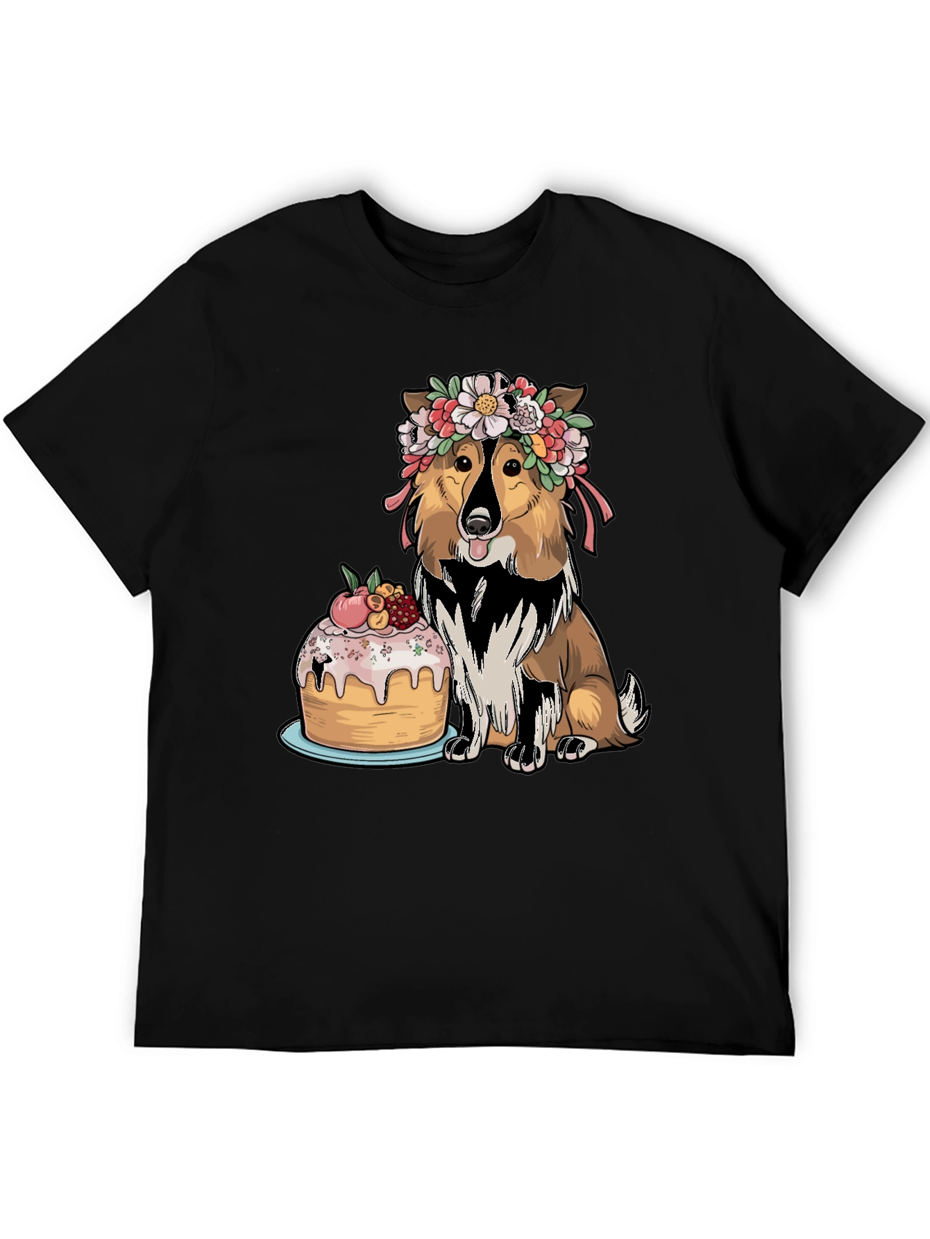 Black Dog with Cake Graphic Tee view 5