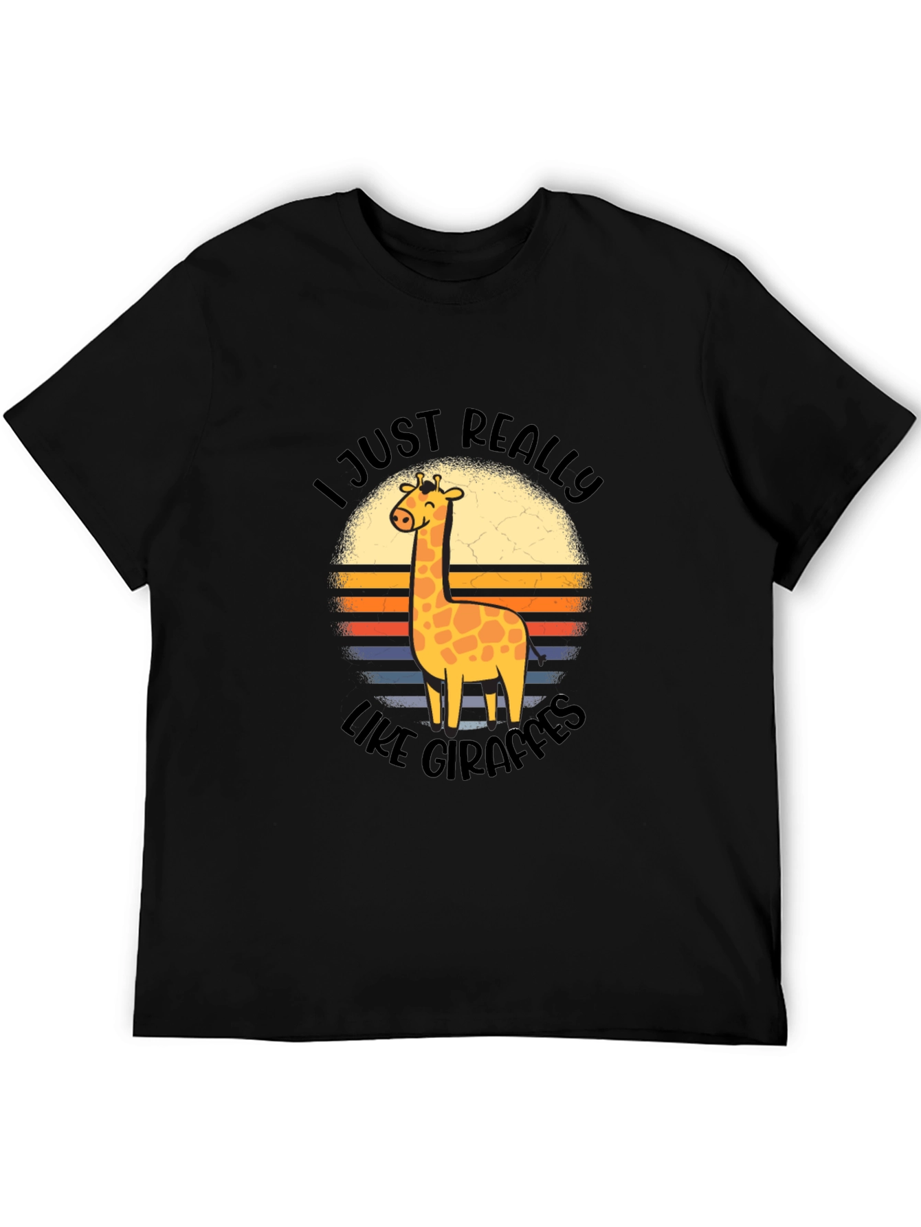 Black I Just Really Like Giraffes Black T-Shirt view 5