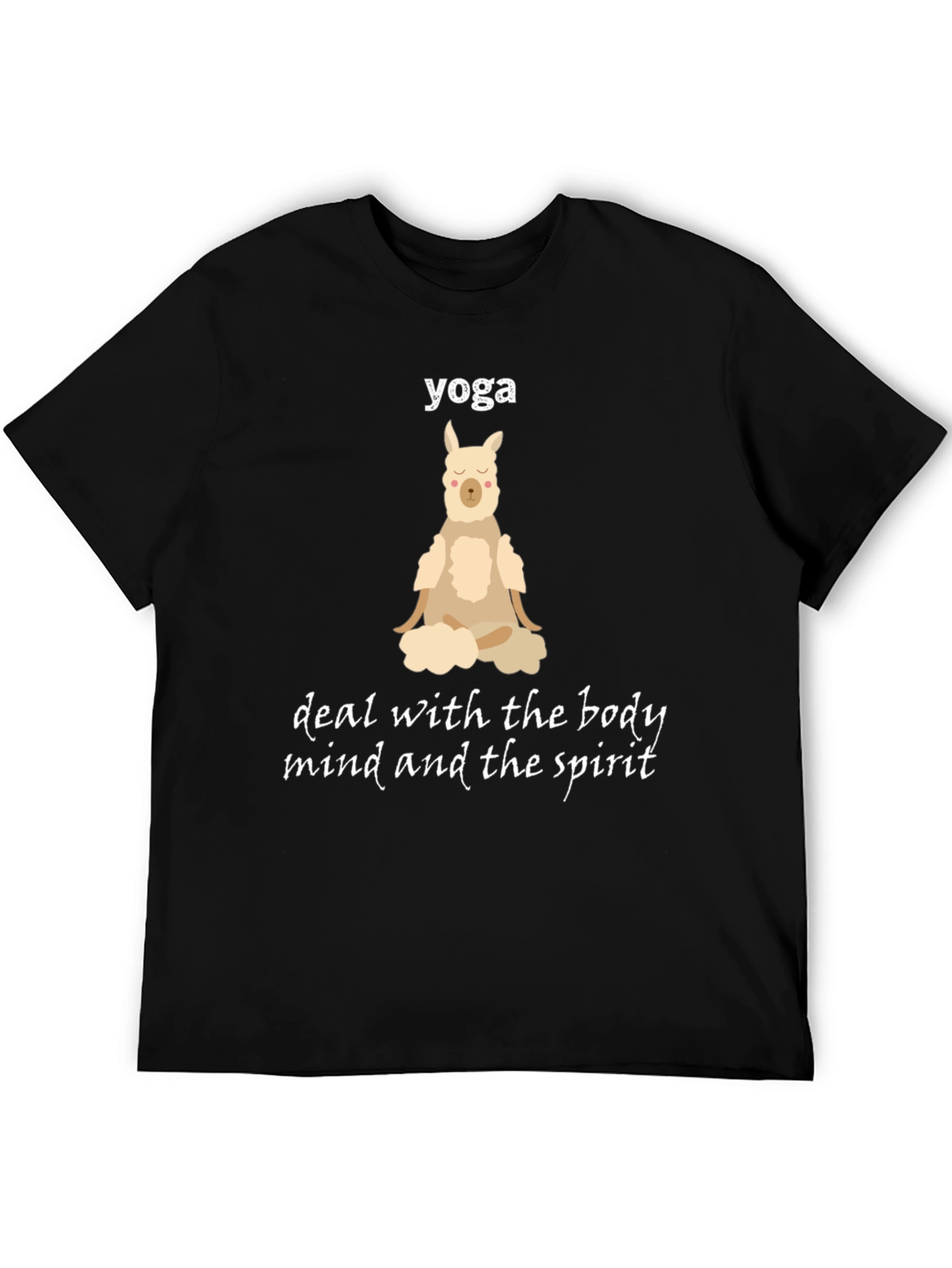 Black Yoga Llama T-Shirt - Body, Mind, Spirit view 5