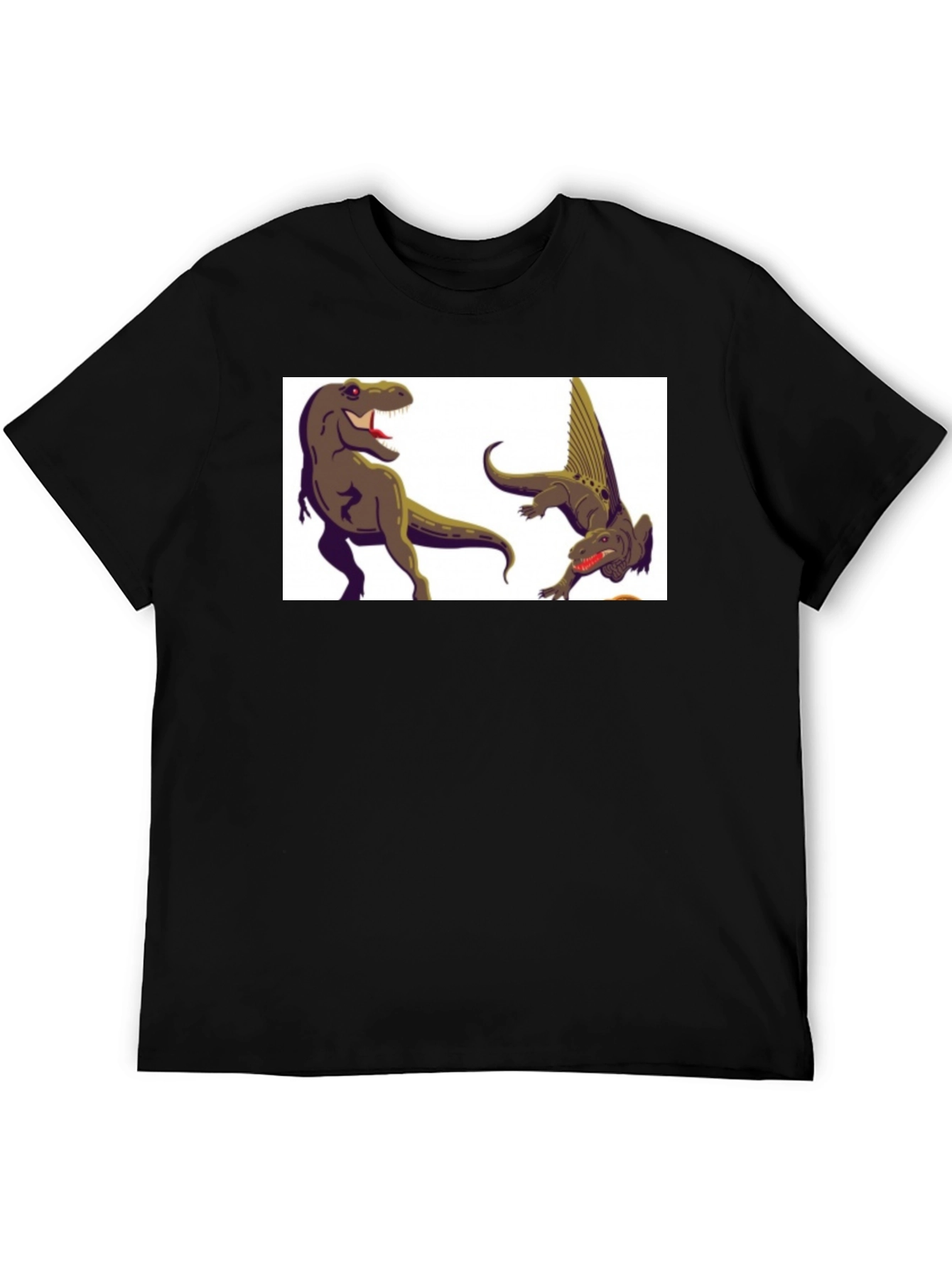 Black Dinosaur Graphic Tee - Black Cotton T-Shirt view 5