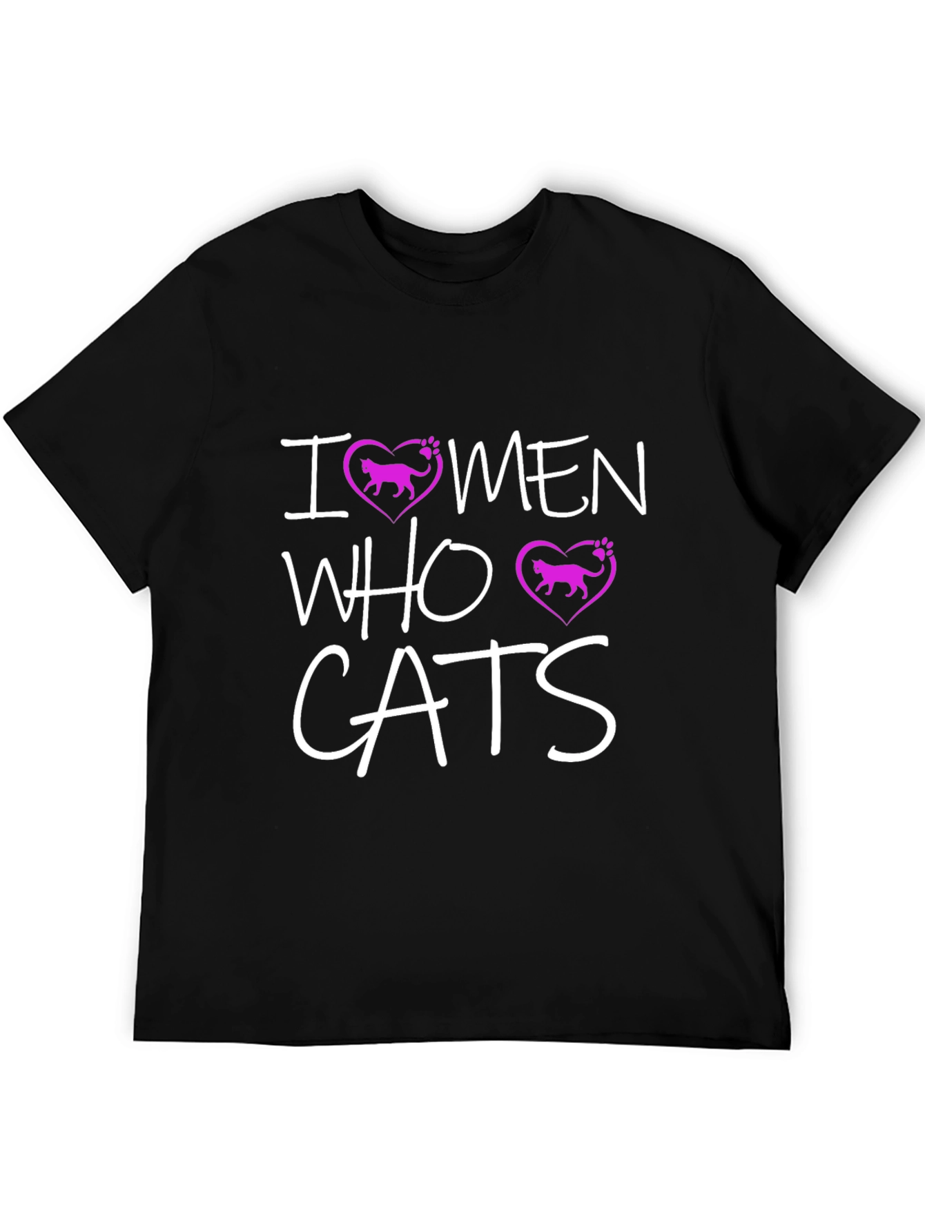 Black I Love Men Who Love Cats Graphic T-Shirt view 5