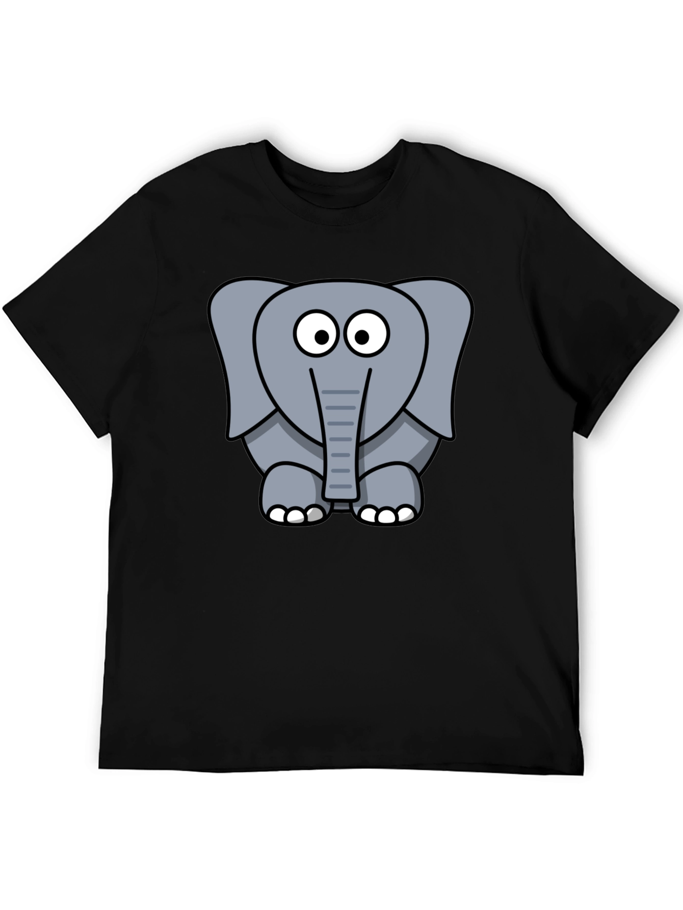 Black Cartoon Elephant Graphic T-Shirt - Unisex Black Tee view 5