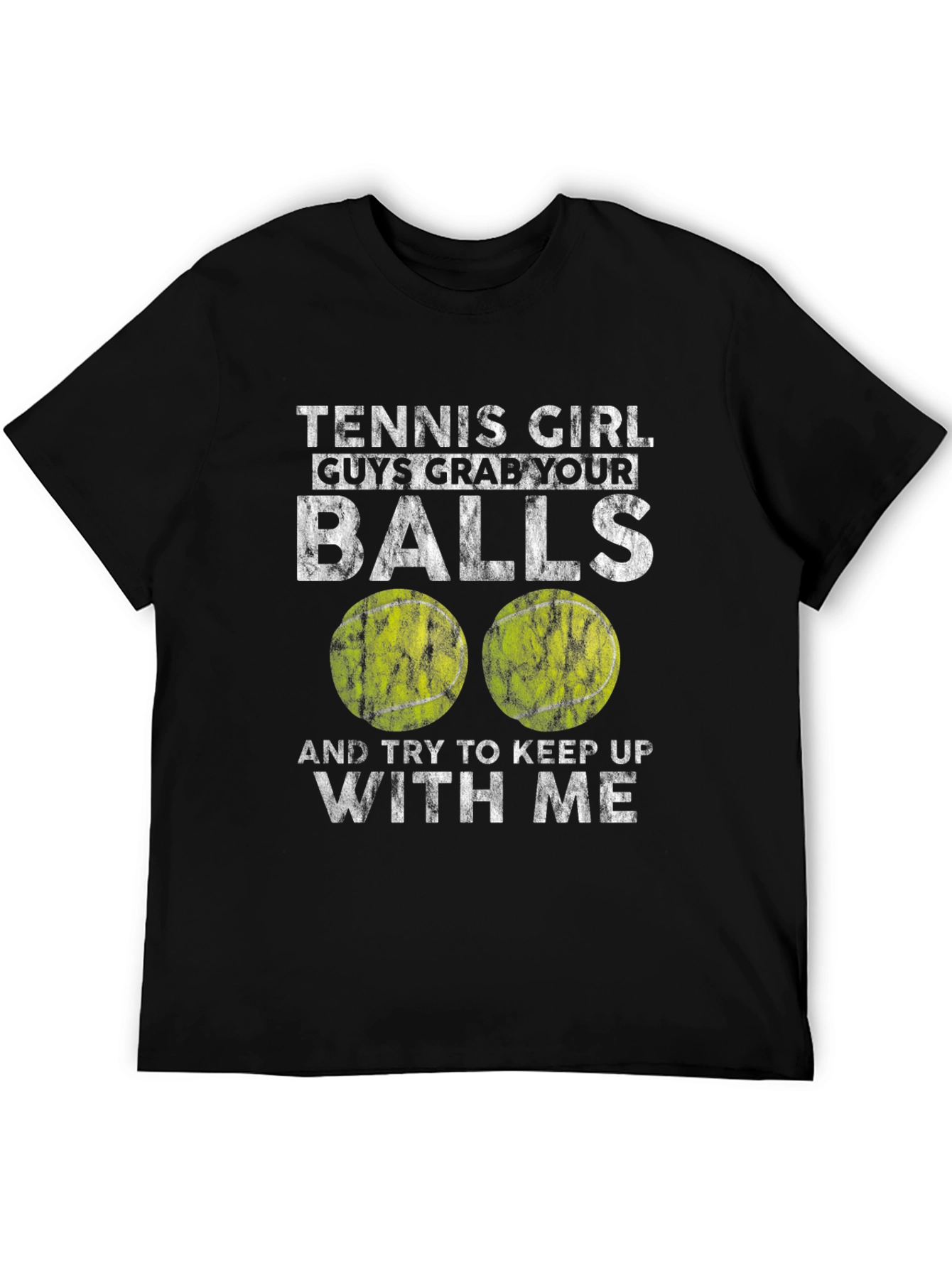 Black Tennis Girl Grab Your Balls Graphic Tee view 5