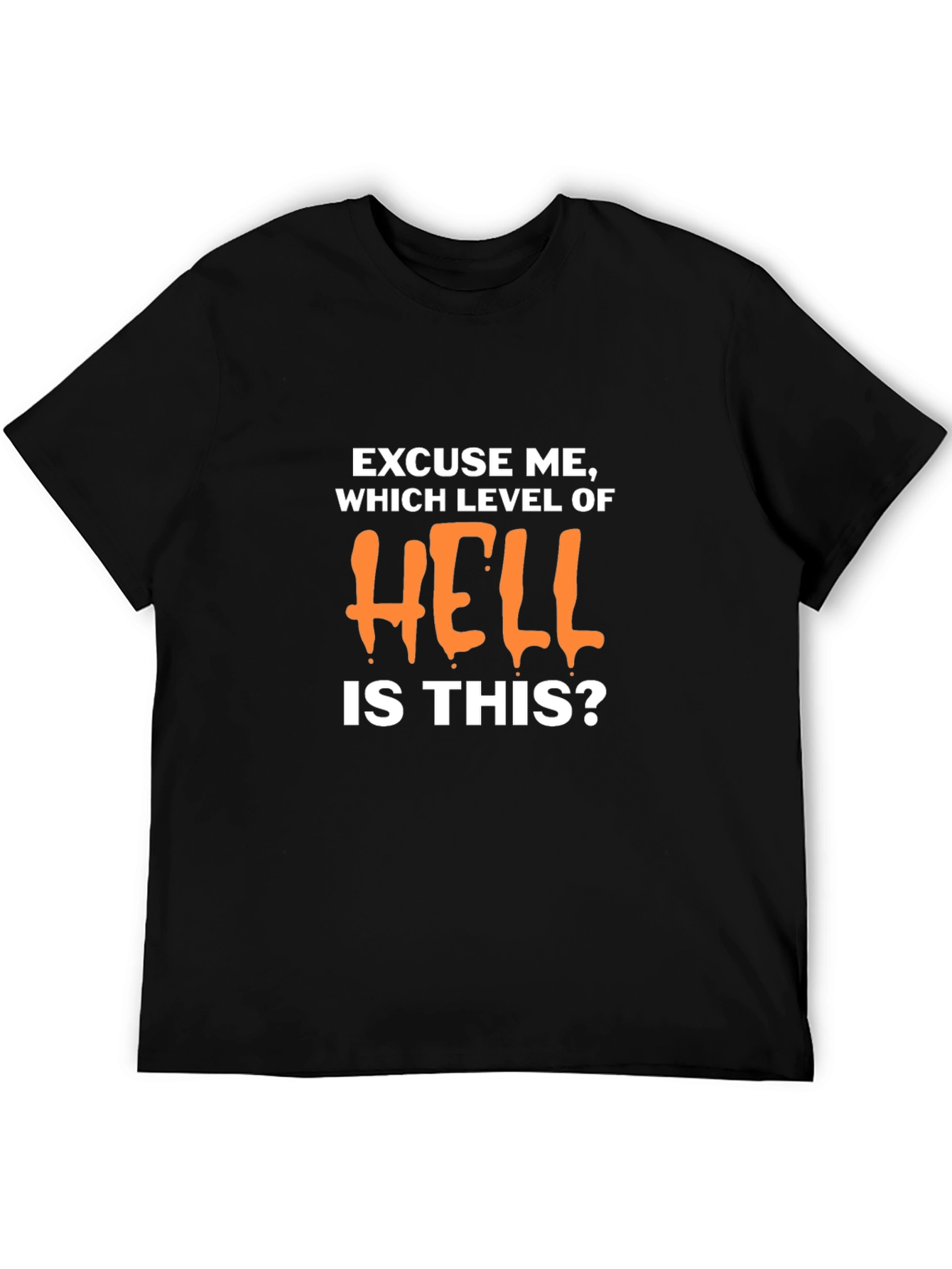 Black Humorous "Which Level of Hell" Graphic T-Shirt view 5