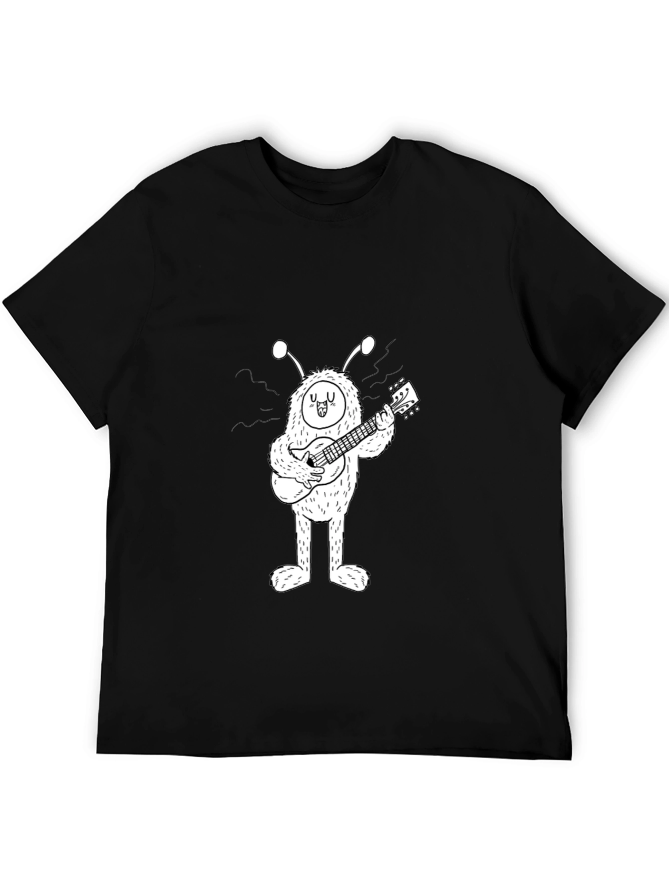 Black Monster Guitar T-Shirt - Black Cotton Tee view 5