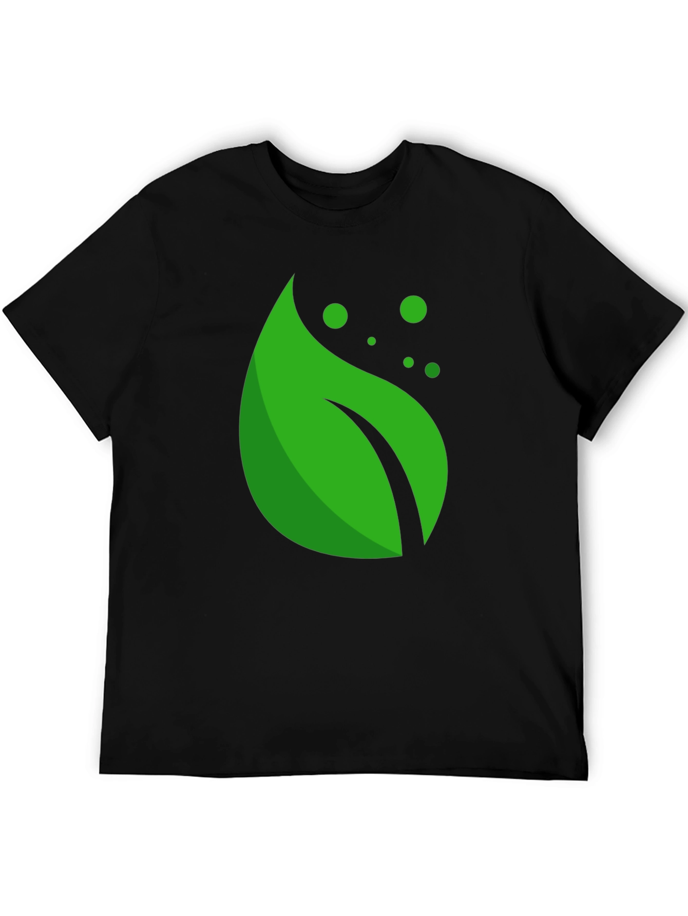 Black Green Leaf Graphic Black T-Shirt view 5