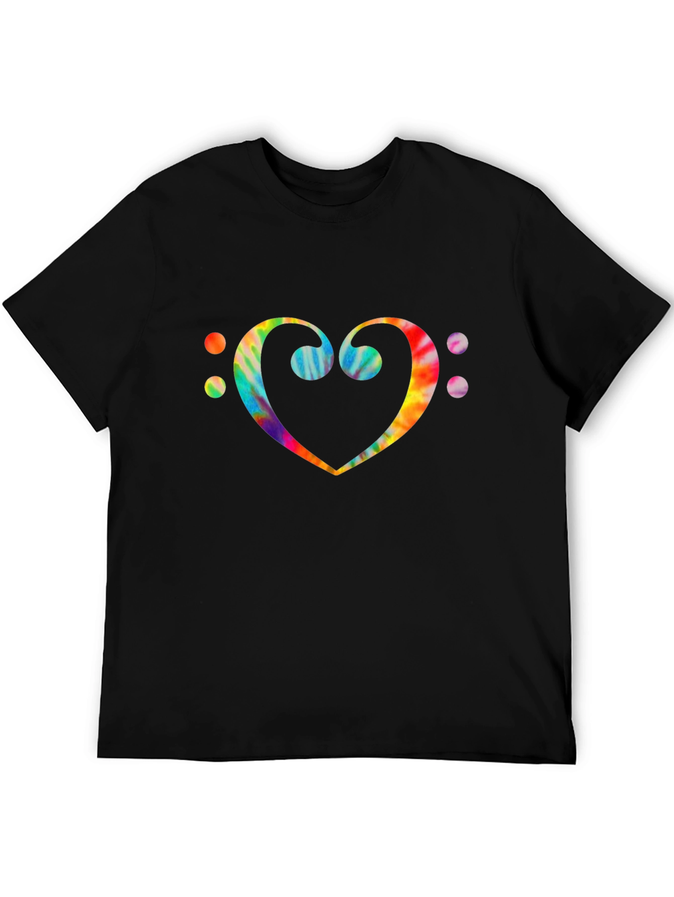 Black Tie-Dye Music Heart Graphic Tee - Black view 5