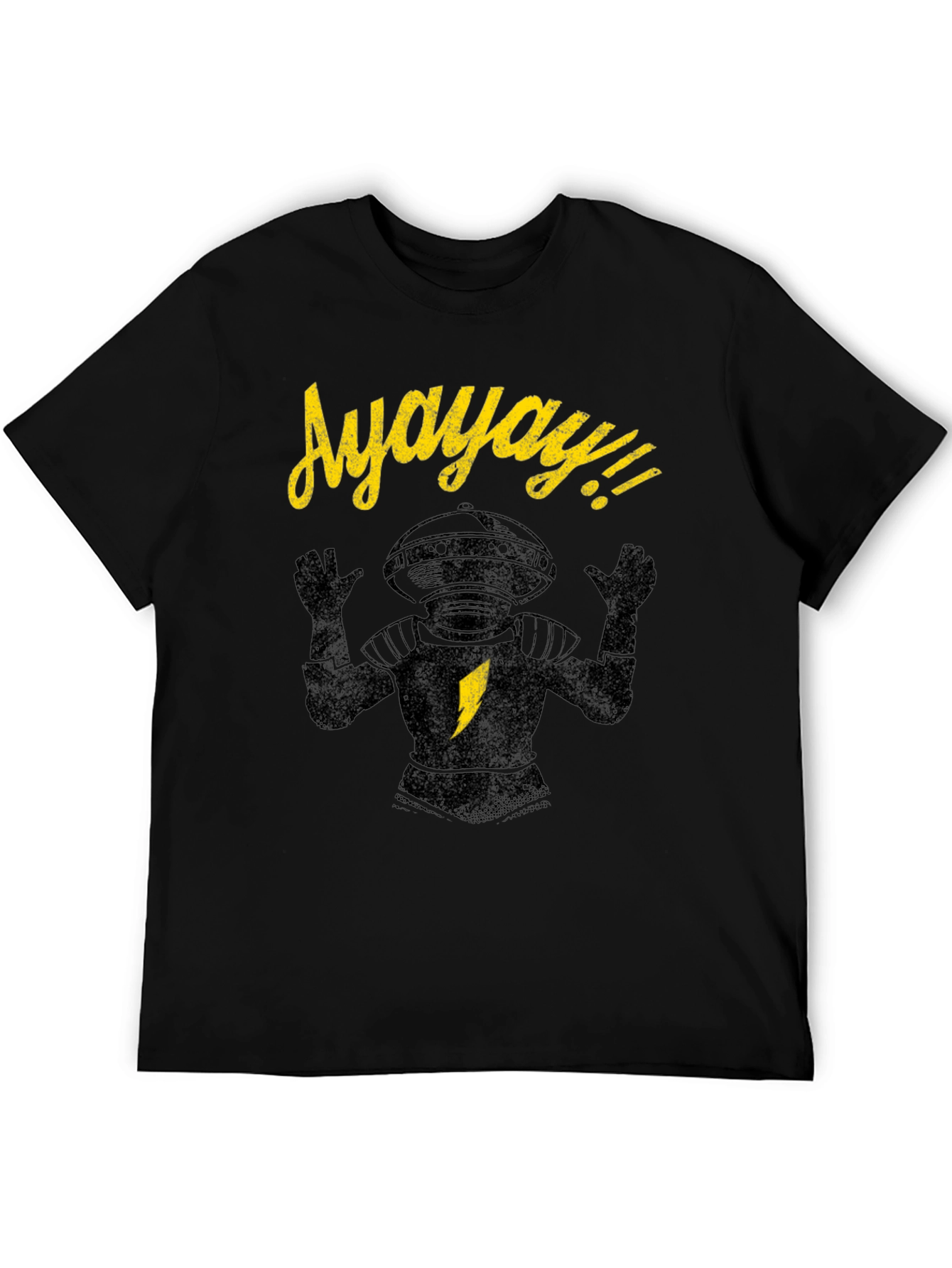 Black Lost in Space Robot Ayayay T-Shirt view 5