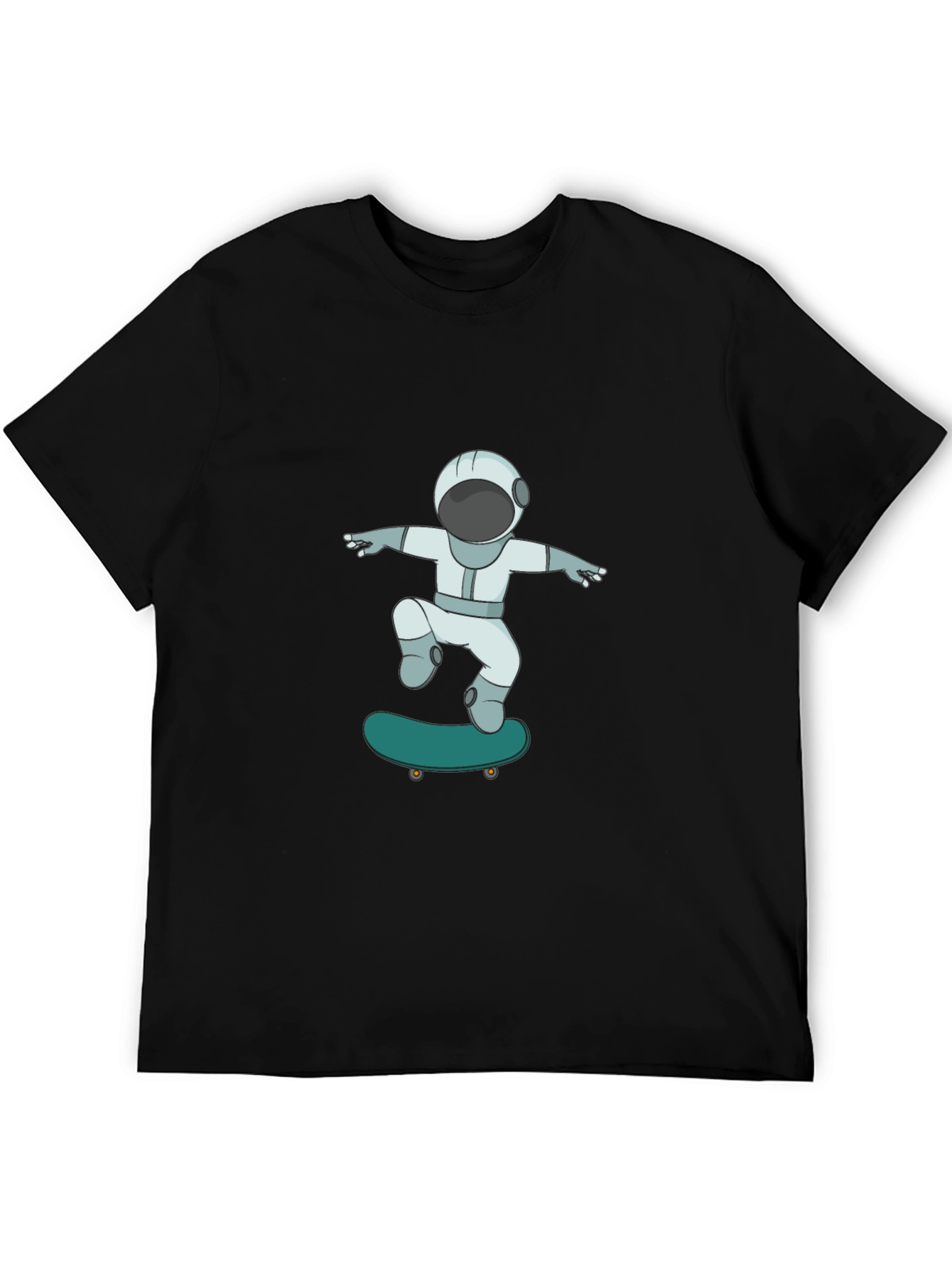 Black Skateboarding Astronaut Graphic Tee - Cool Black T-Shirt view 5
