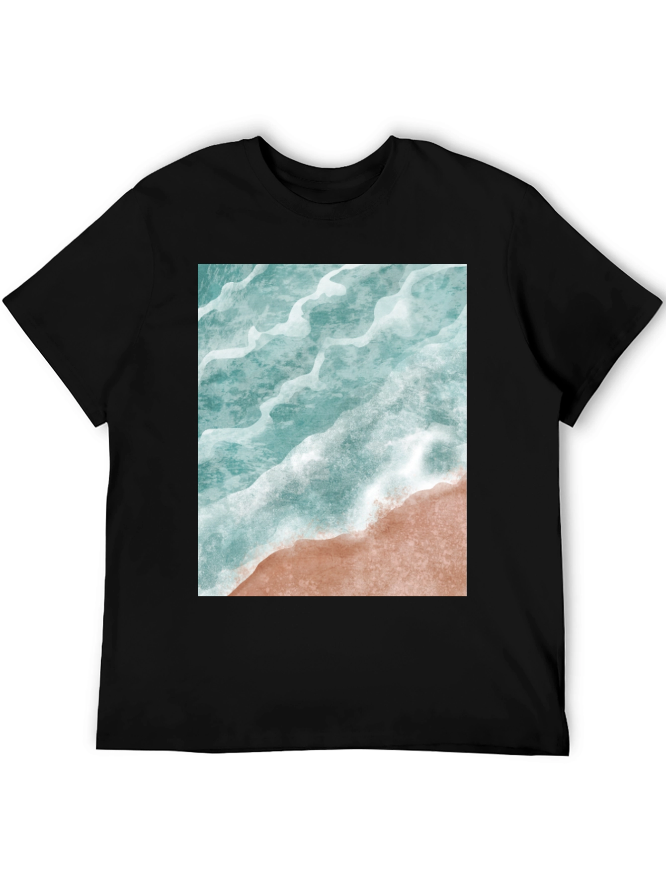 Black Ocean Wave Graphic Tee - Beach Style Black T-Shirt view 5
