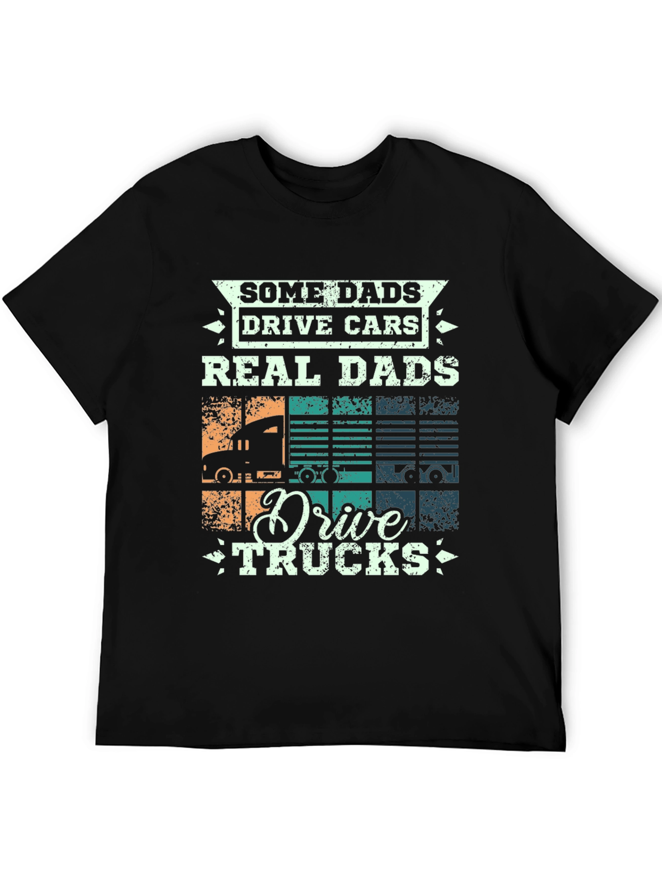 Black Real Dads Drive Trucks Graphic T-Shirt view 5