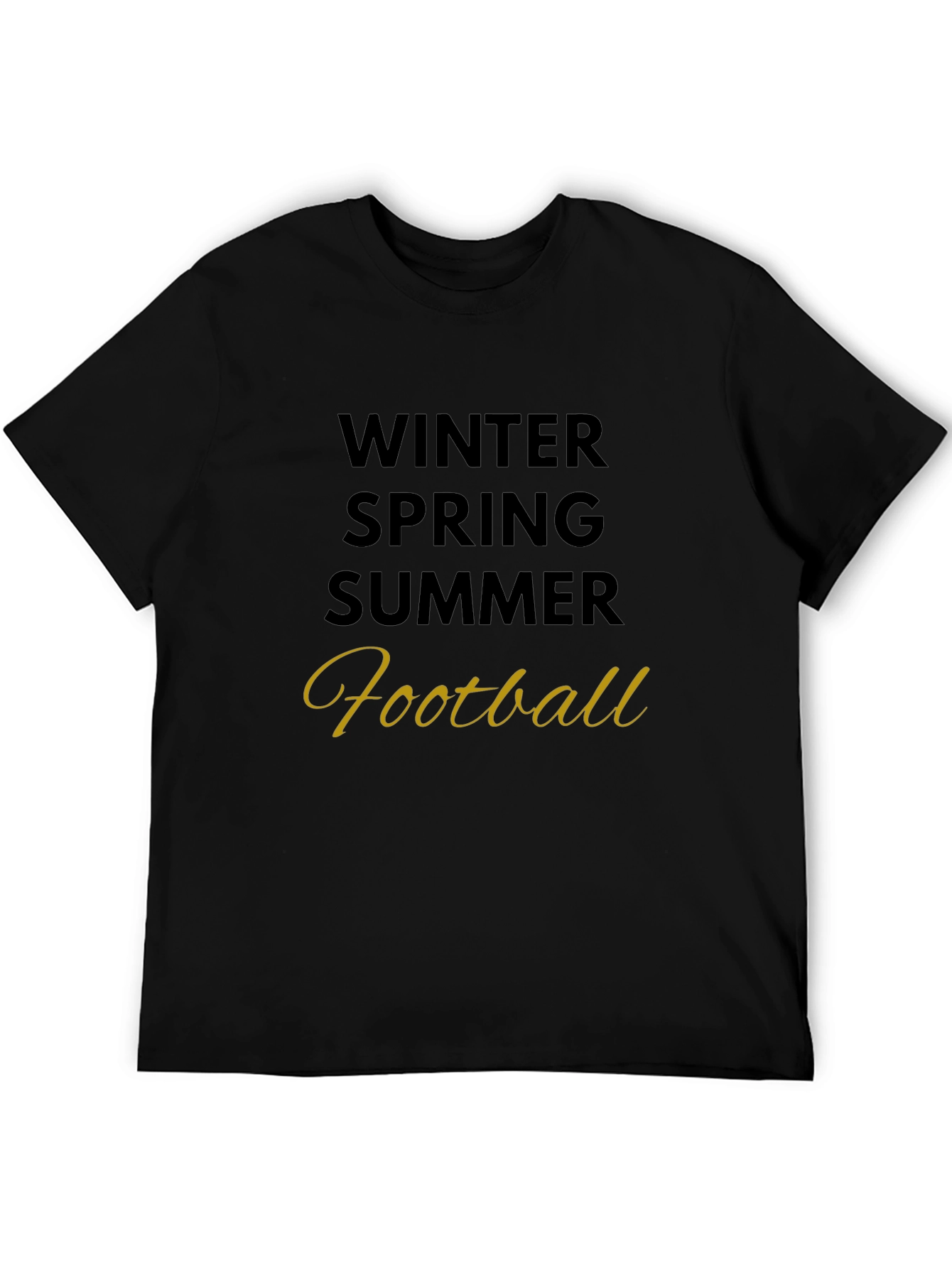 Black Winter Spring Summer Football T-Shirt view 5