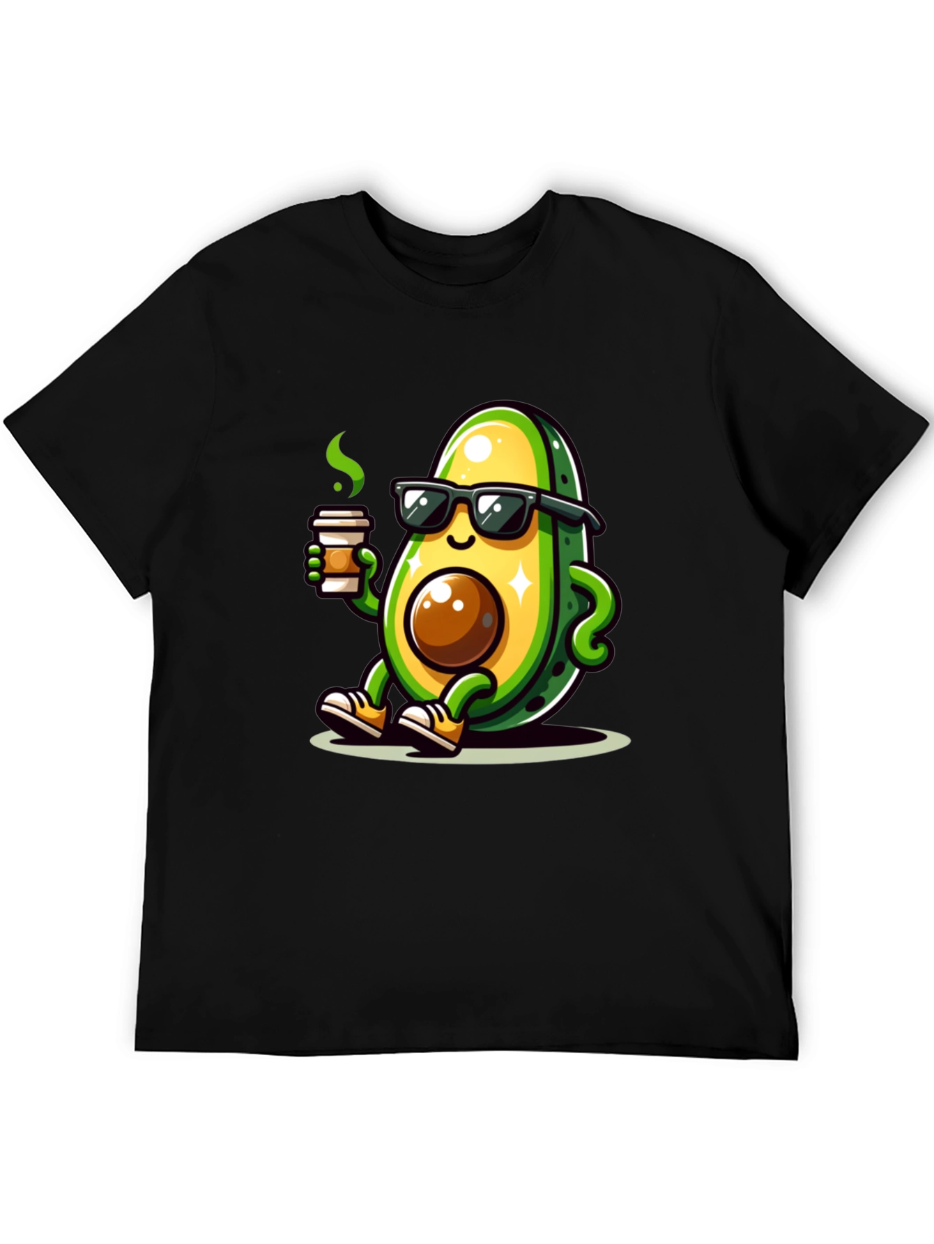 Black Cool Avocado Coffee T-Shirt view 5