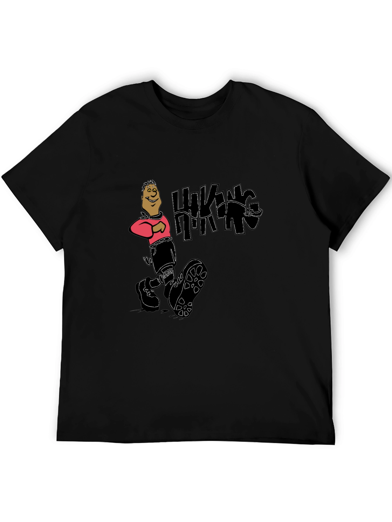 Black Hiking Cartoon Graphic Black T-Shirt view 5
