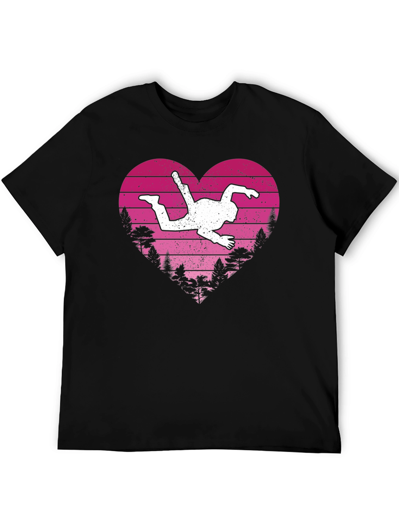 Black Skydiving Heart T-Shirt - Black Tee view 5