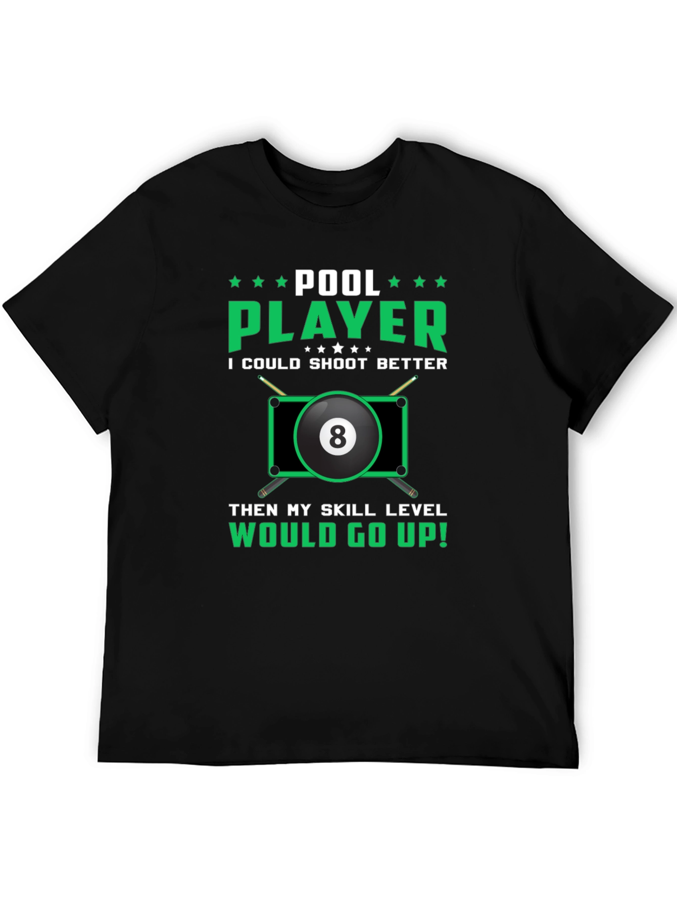 Black Pool Player Graphic Tee - Billiards Humor T-Shirt view 5