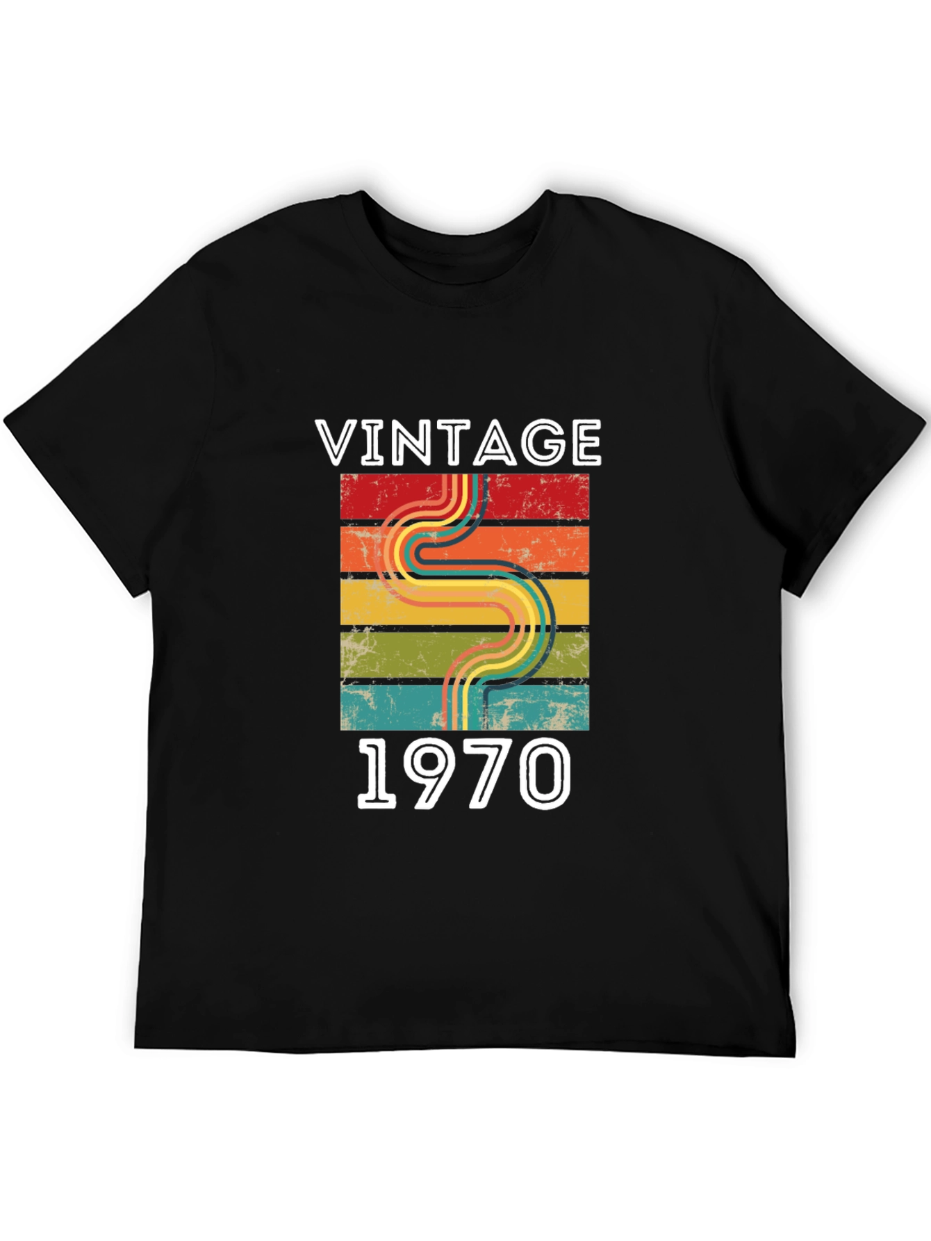 Black Vintage 1970 Retro Style T-Shirt view 5