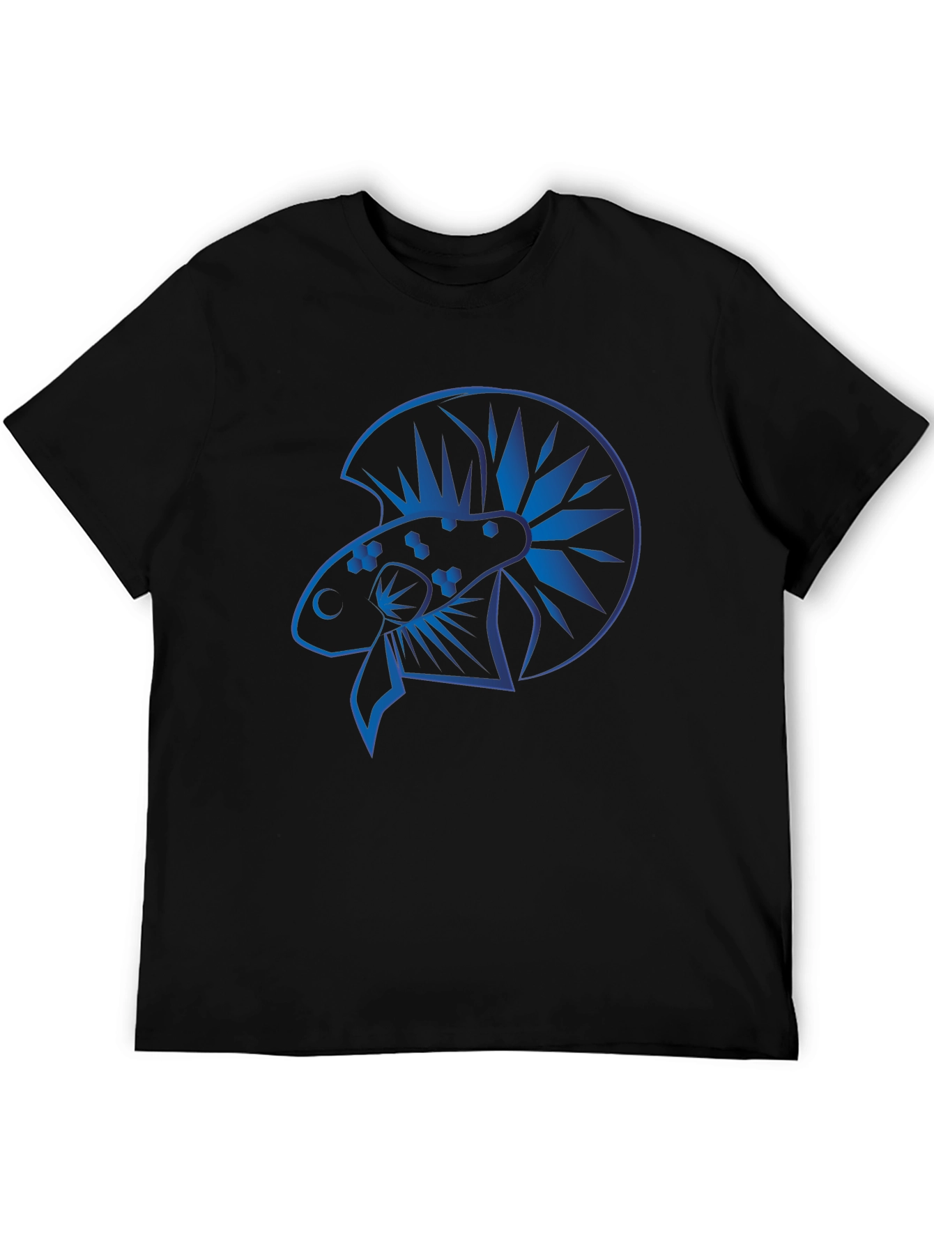 Black Blue Betta Fish Graphic Black T-Shirt view 5