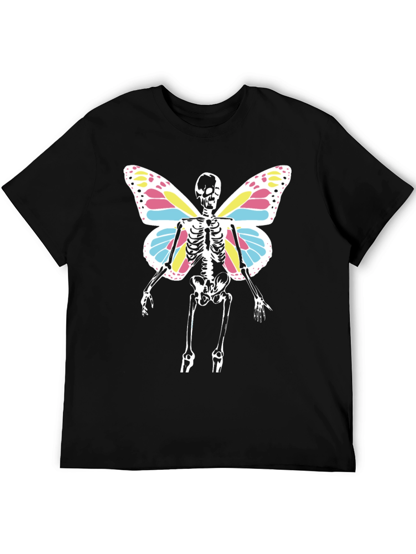 Black Skeleton Butterfly Wings T-Shirt - Black Tee view 5