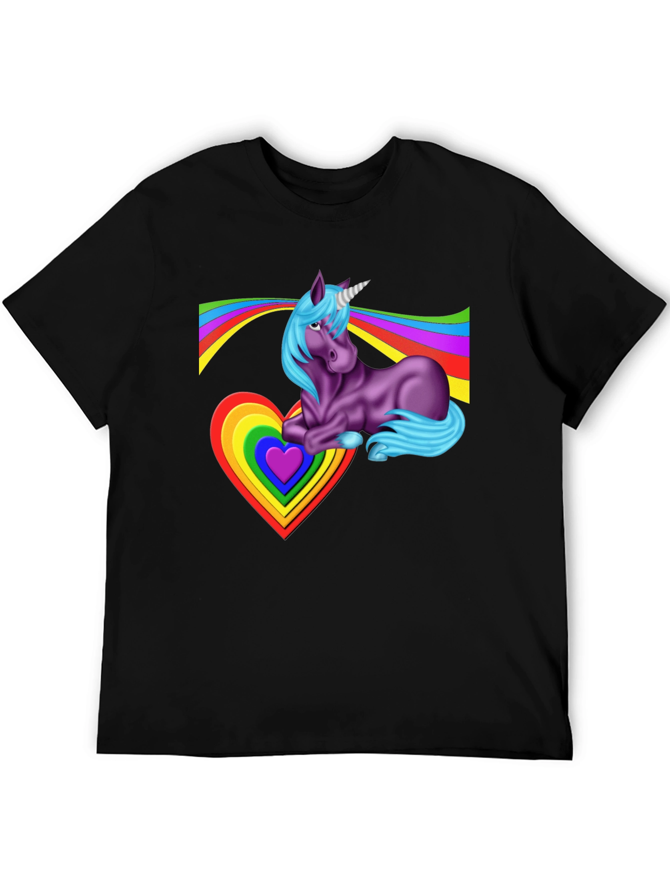 Black Rainbow Unicorn Heart T-Shirt - Fun & Unique Graphic Tee view 5
