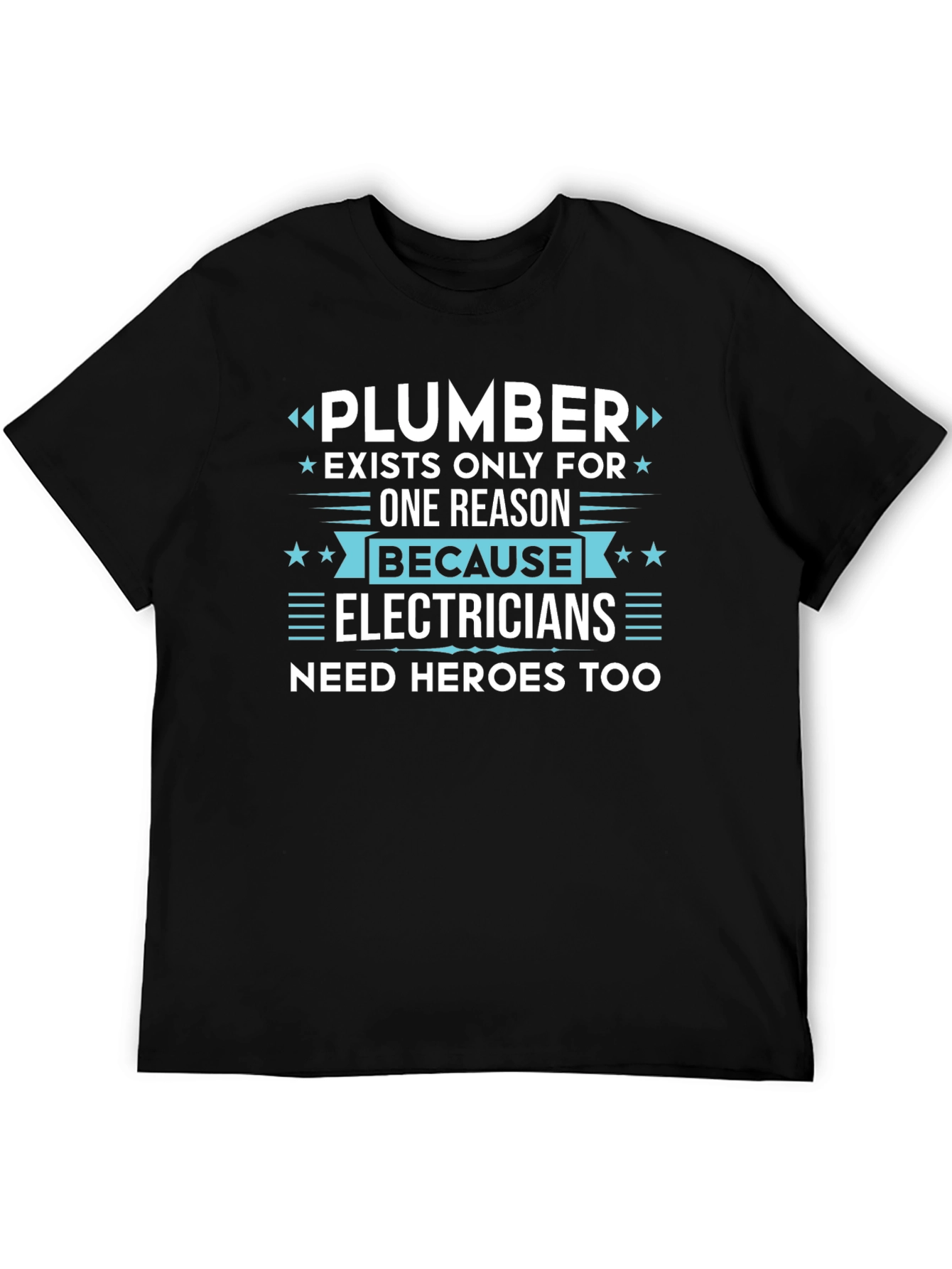 Black Plumber vs Electrician Funny T-Shirt view 5