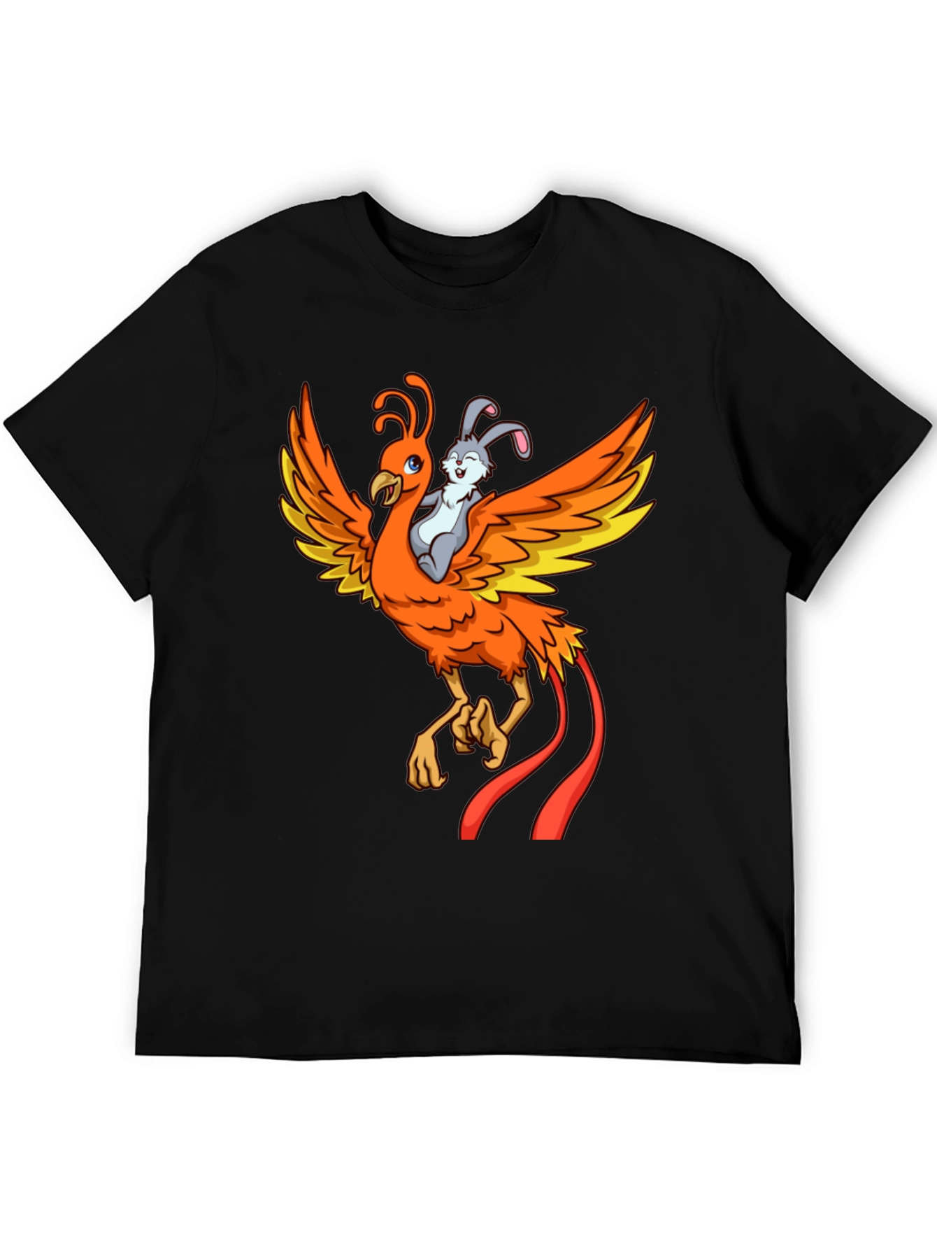 Black Phoenix and Bunny Graphic T-Shirt view 5
