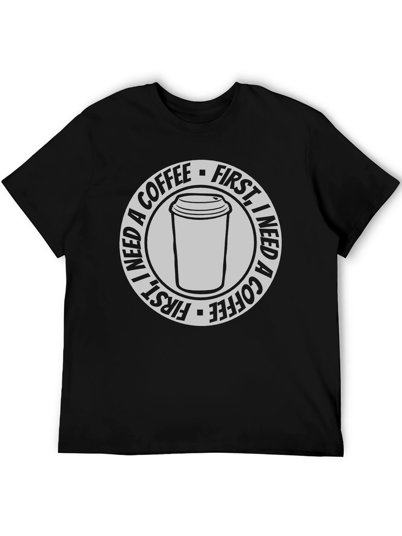 Black I Need a Coffee First Graphic T-Shirt - Black view 5