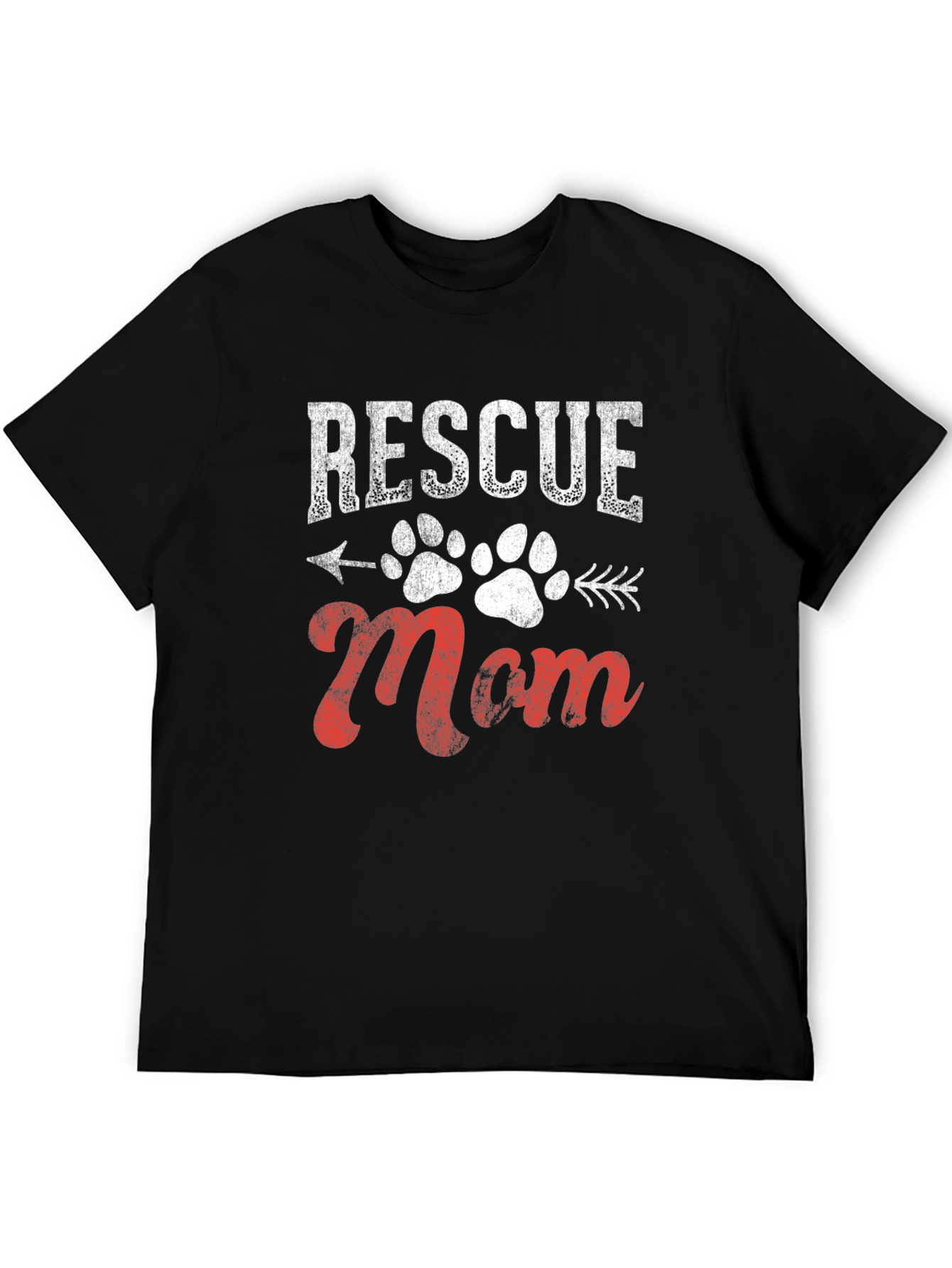 Black Rescue Mom Graphic Tee - Dog Paw Print view 5