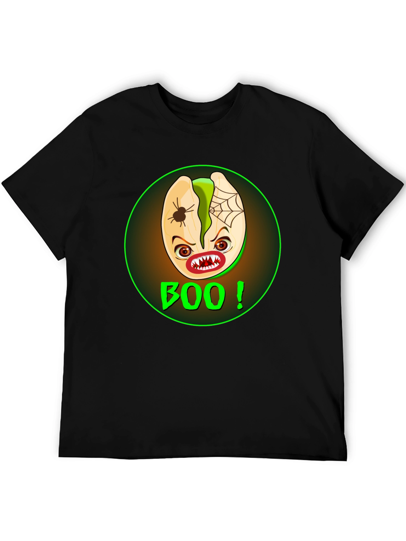 Black Spooky Pistachio Halloween T-Shirt view 5