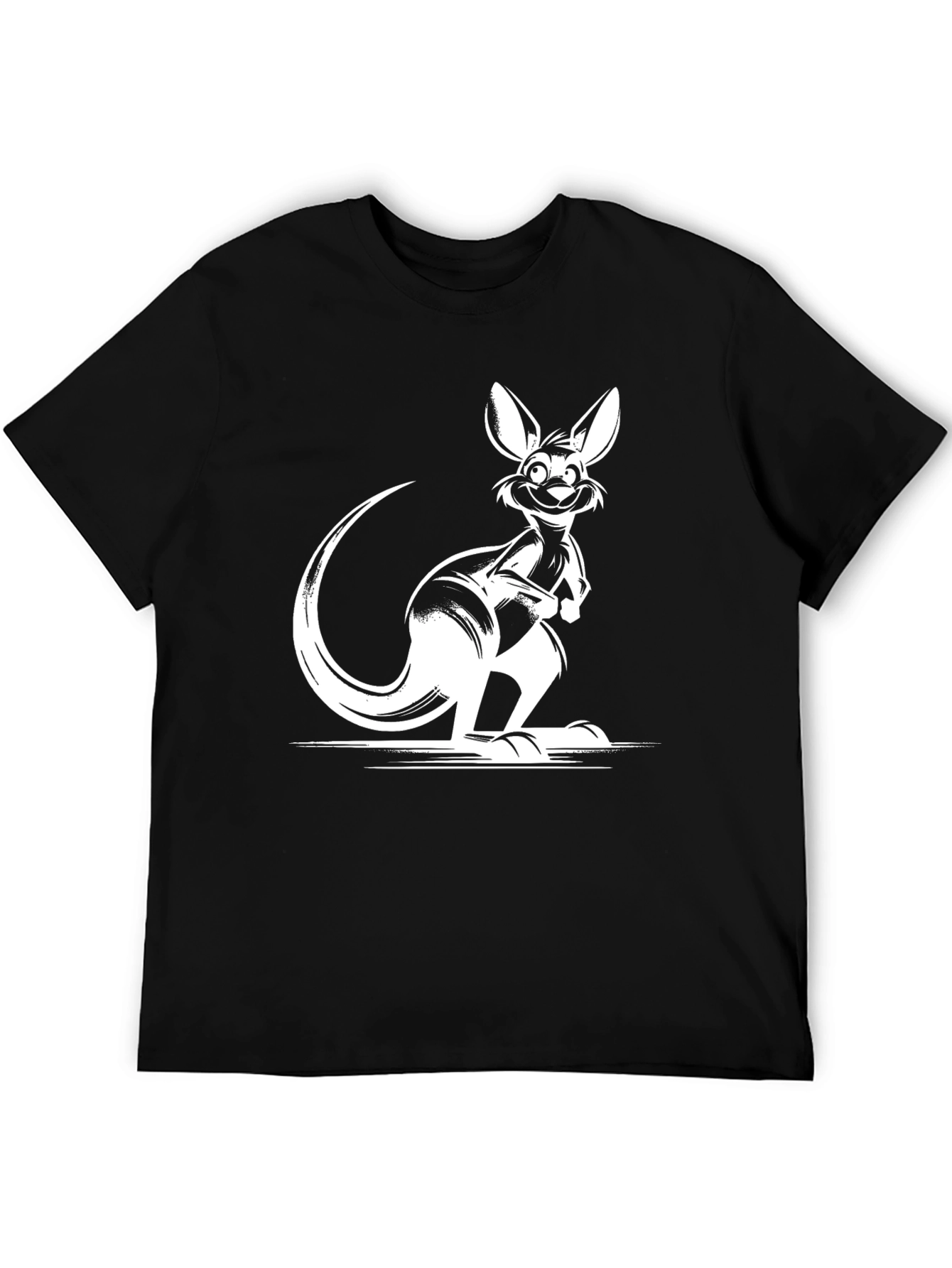 Black Cool Kangaroo Graphic Tee - Black Cotton T-Shirt view 5