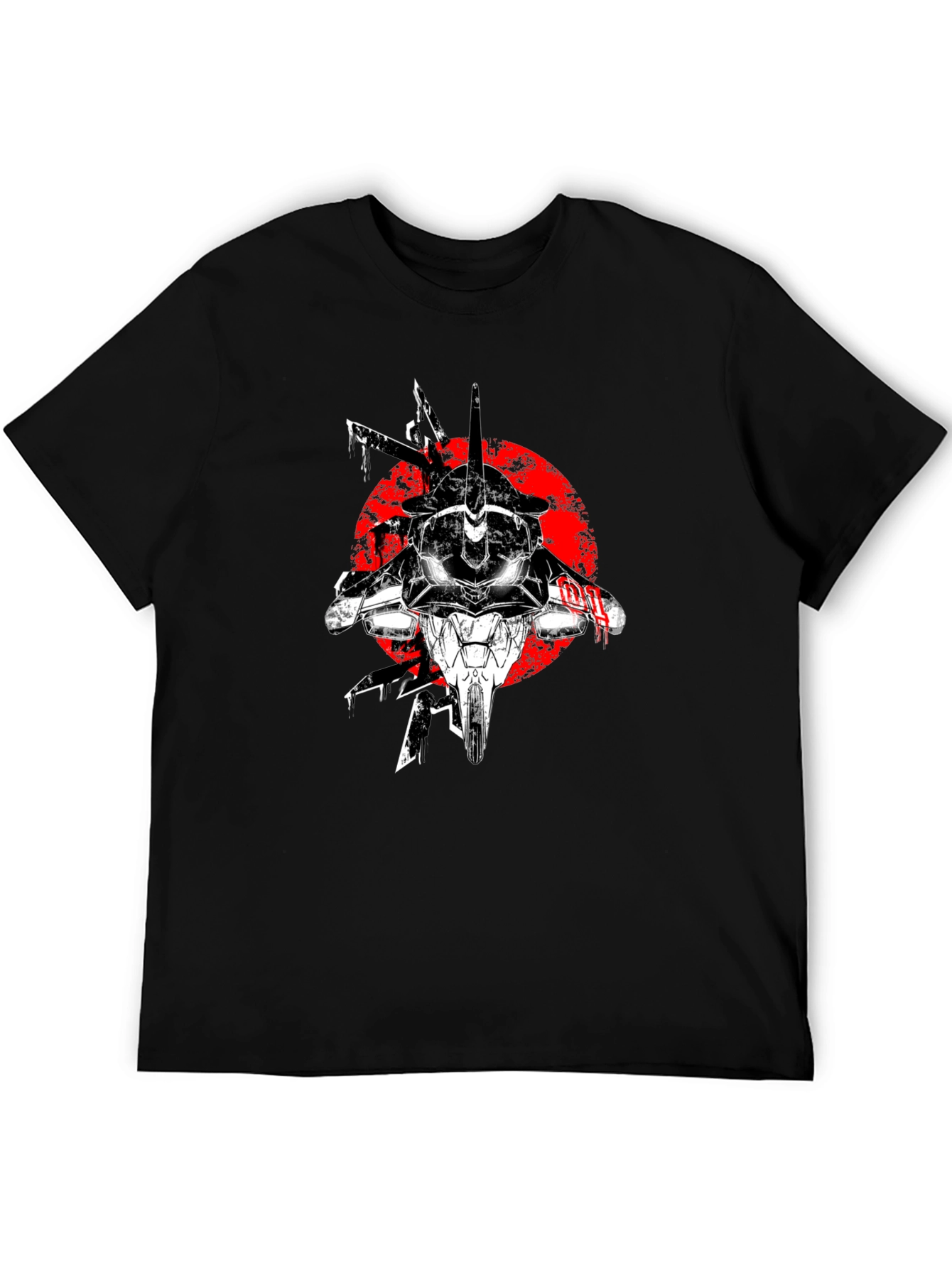 Black Anime Mech Graphic T-Shirt - Black view 5
