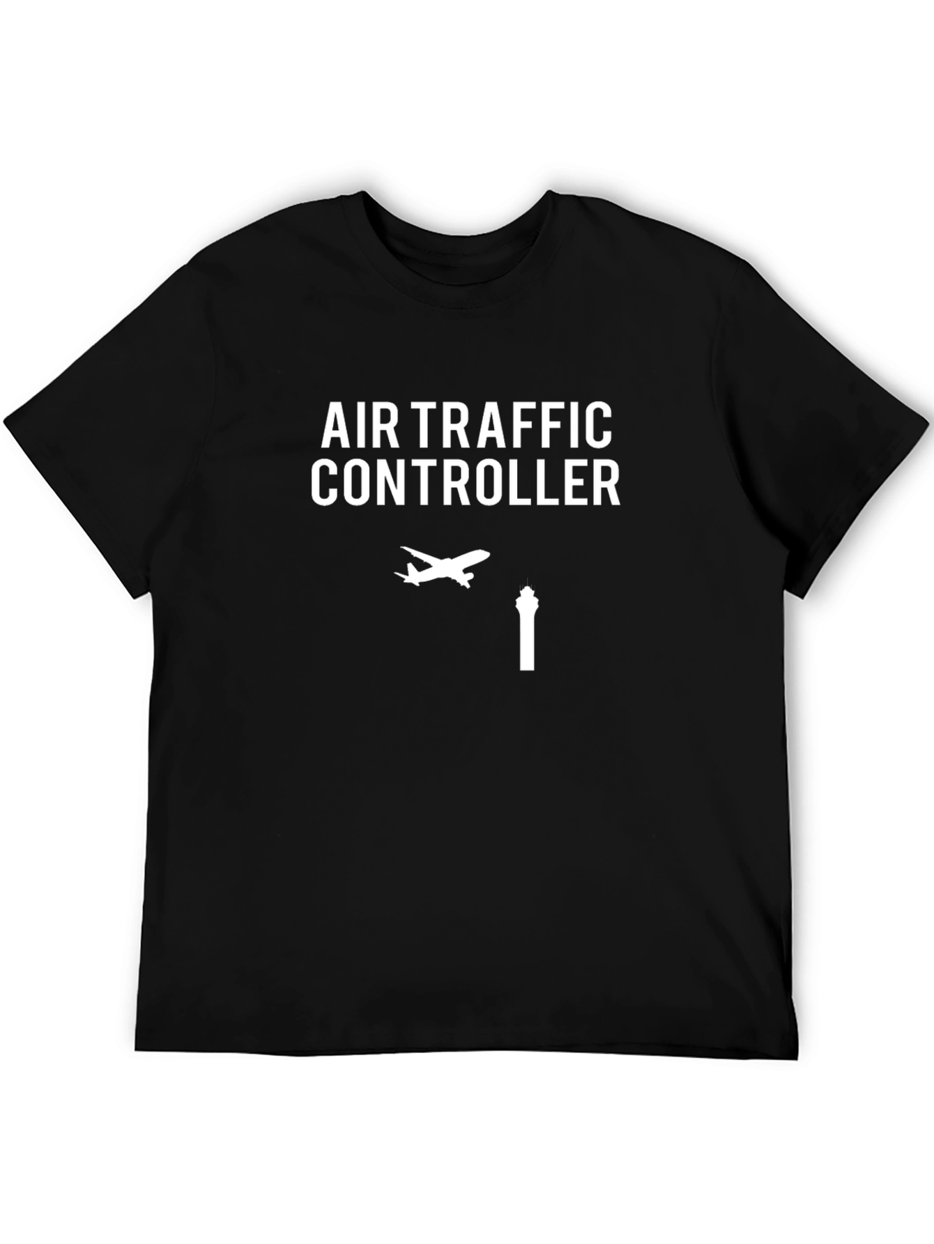 Black Air Traffic Controller T-Shirt - Airplane Design view 5