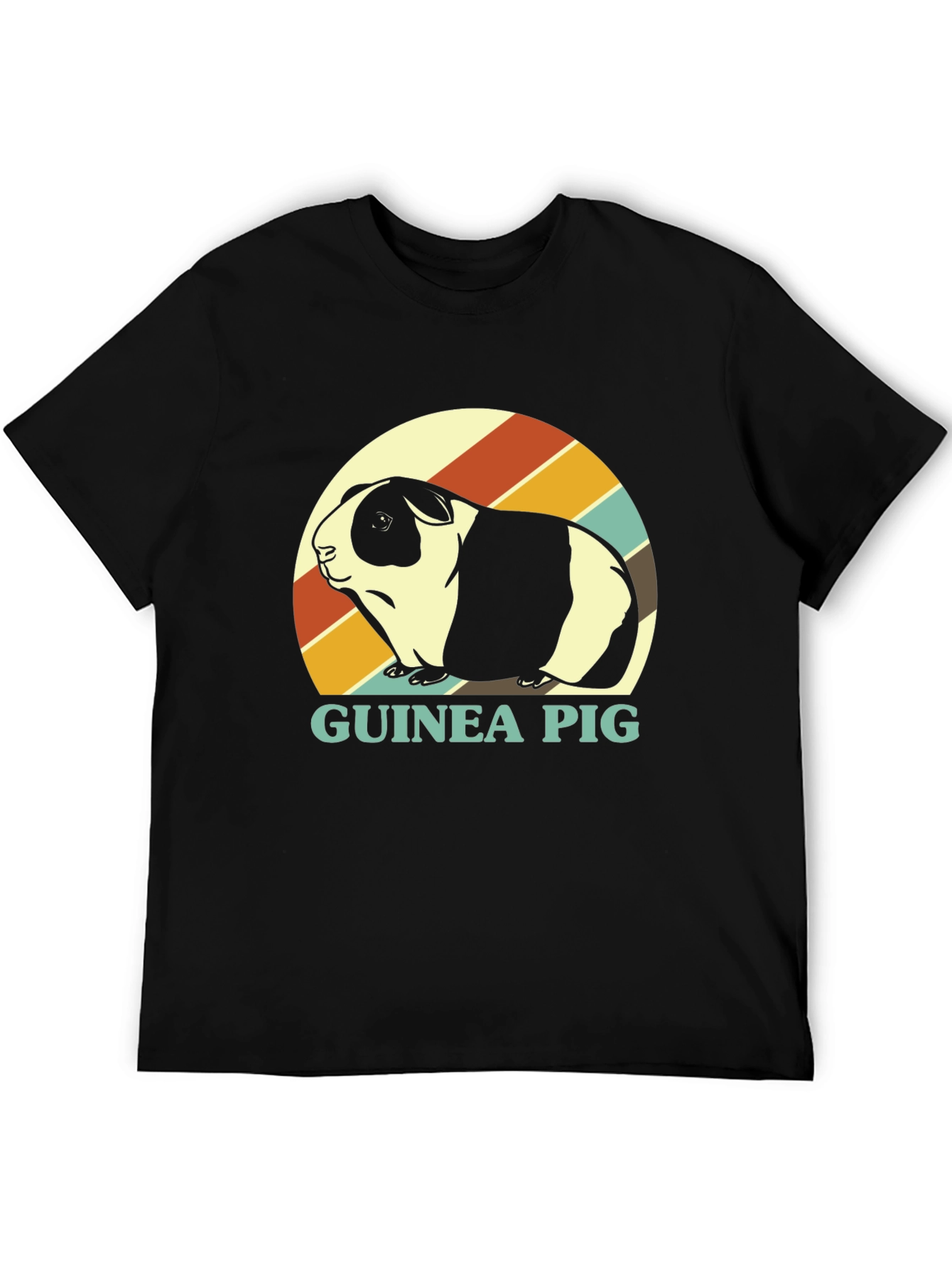 Black Guinea Pig Retro T-Shirt - Cute Pet Tee view 5