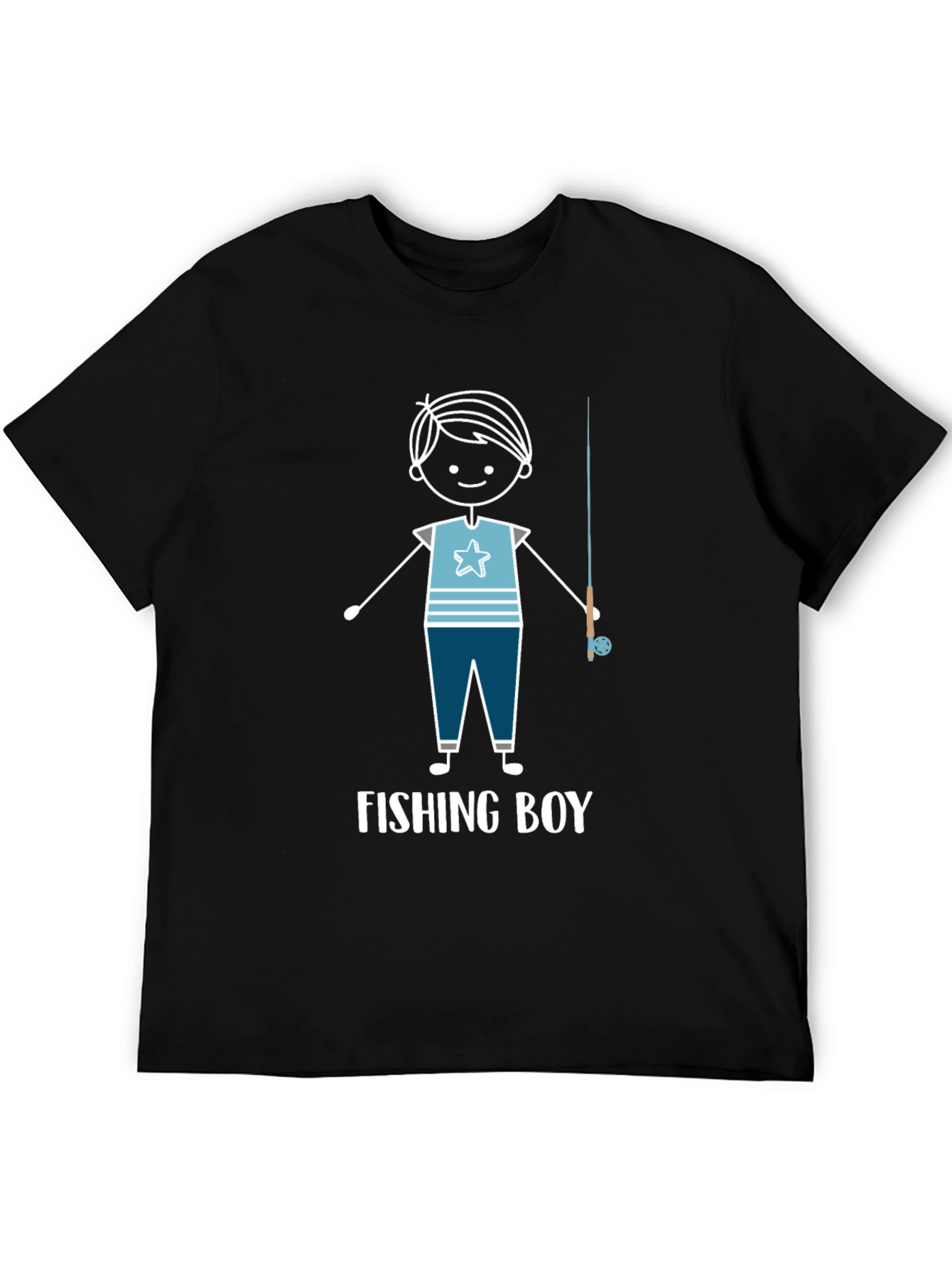 Black Fishing Boy Graphic Tee - Cool Fisherman Shirt view 5