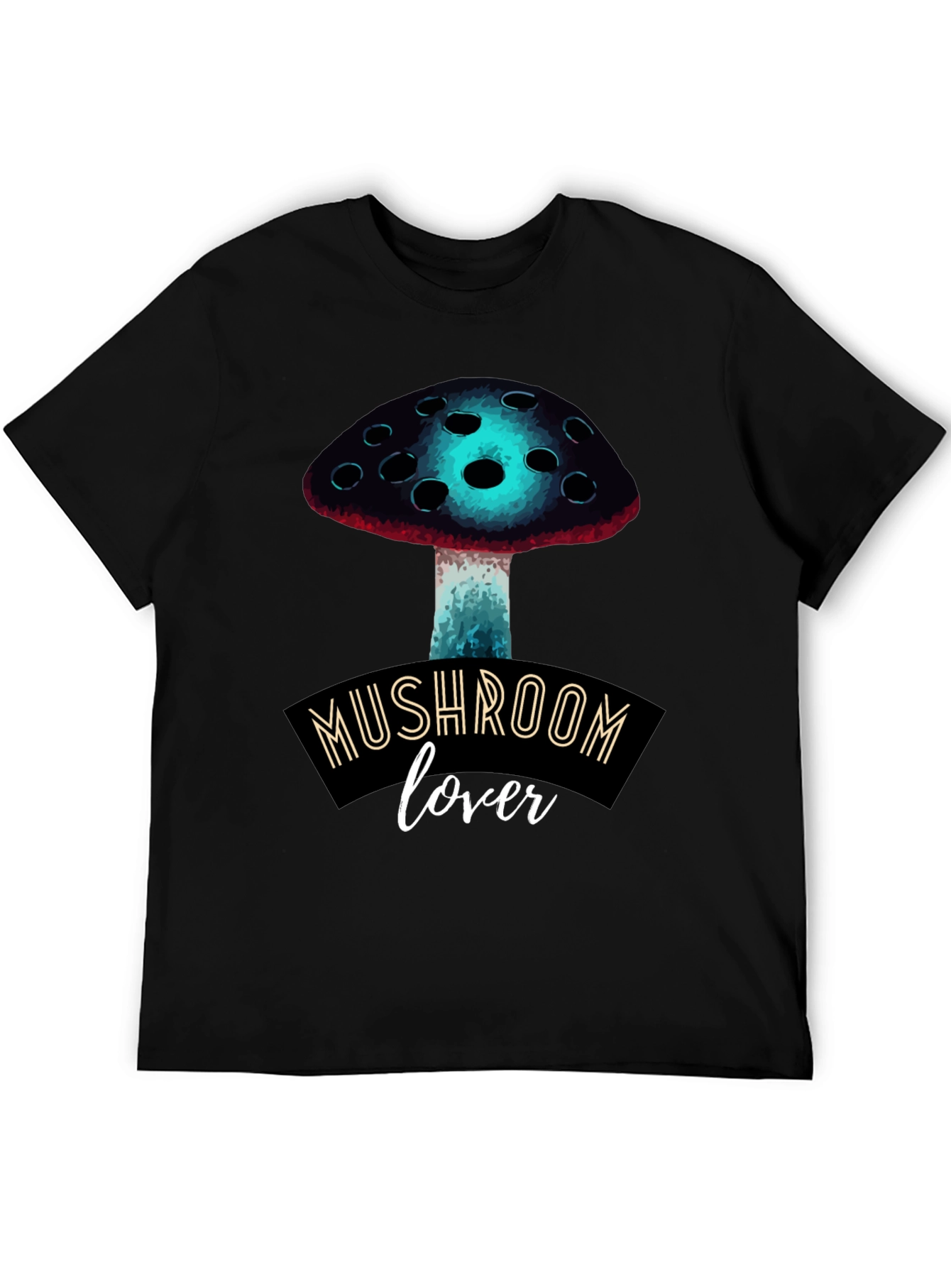 Black Mushroom Lover Graphic Tee - Funky Fungi Fashion view 5