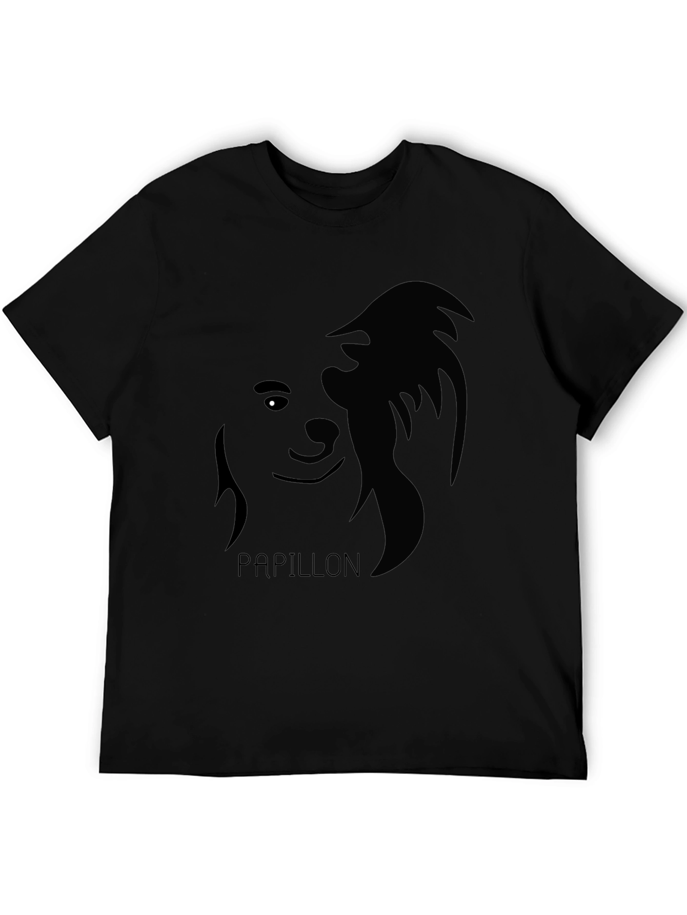 Black Papillon Dog Silhouette T-Shirt - Black Graphic Tee view 5