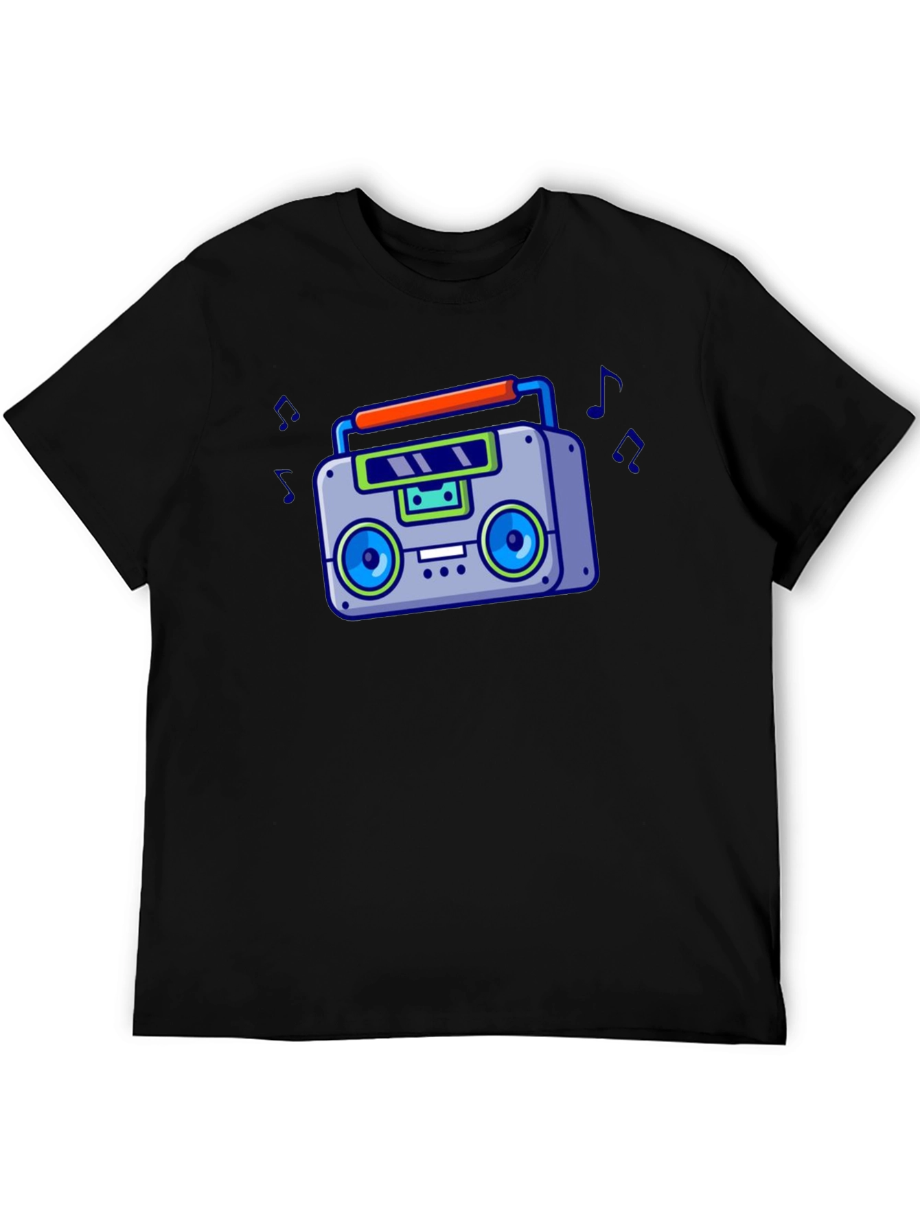 Black Retro Boombox Graphic T-Shirt - Vintage 80s Style view 5