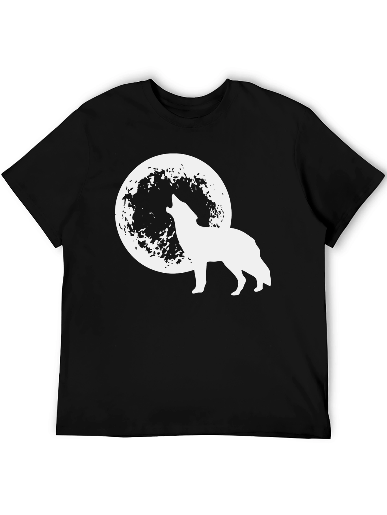 Black Wolf Howling at Moon Graphic Tee - Black view 5