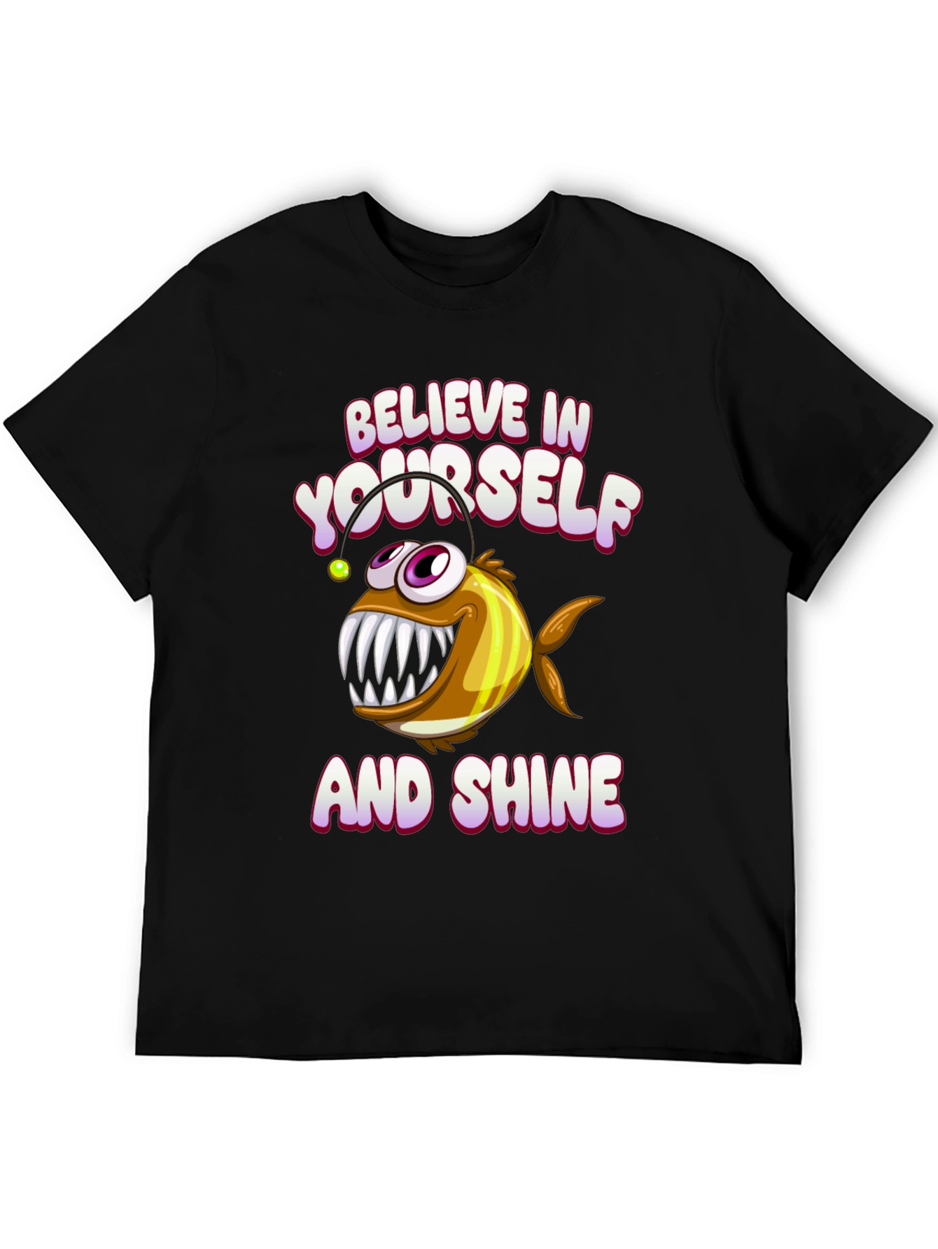 Black Believe In Yourself Anglerfish Graphic Tee view 5