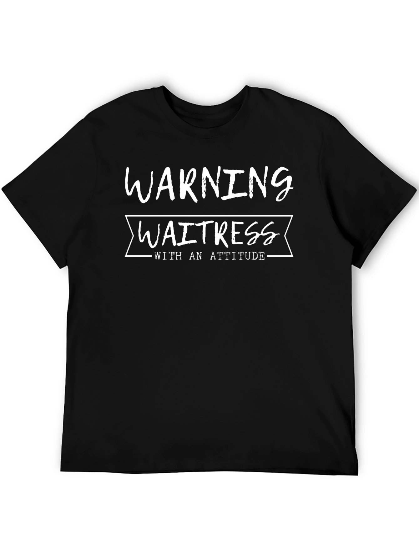Black Warning Waitress with Attitude T-Shirt view 5