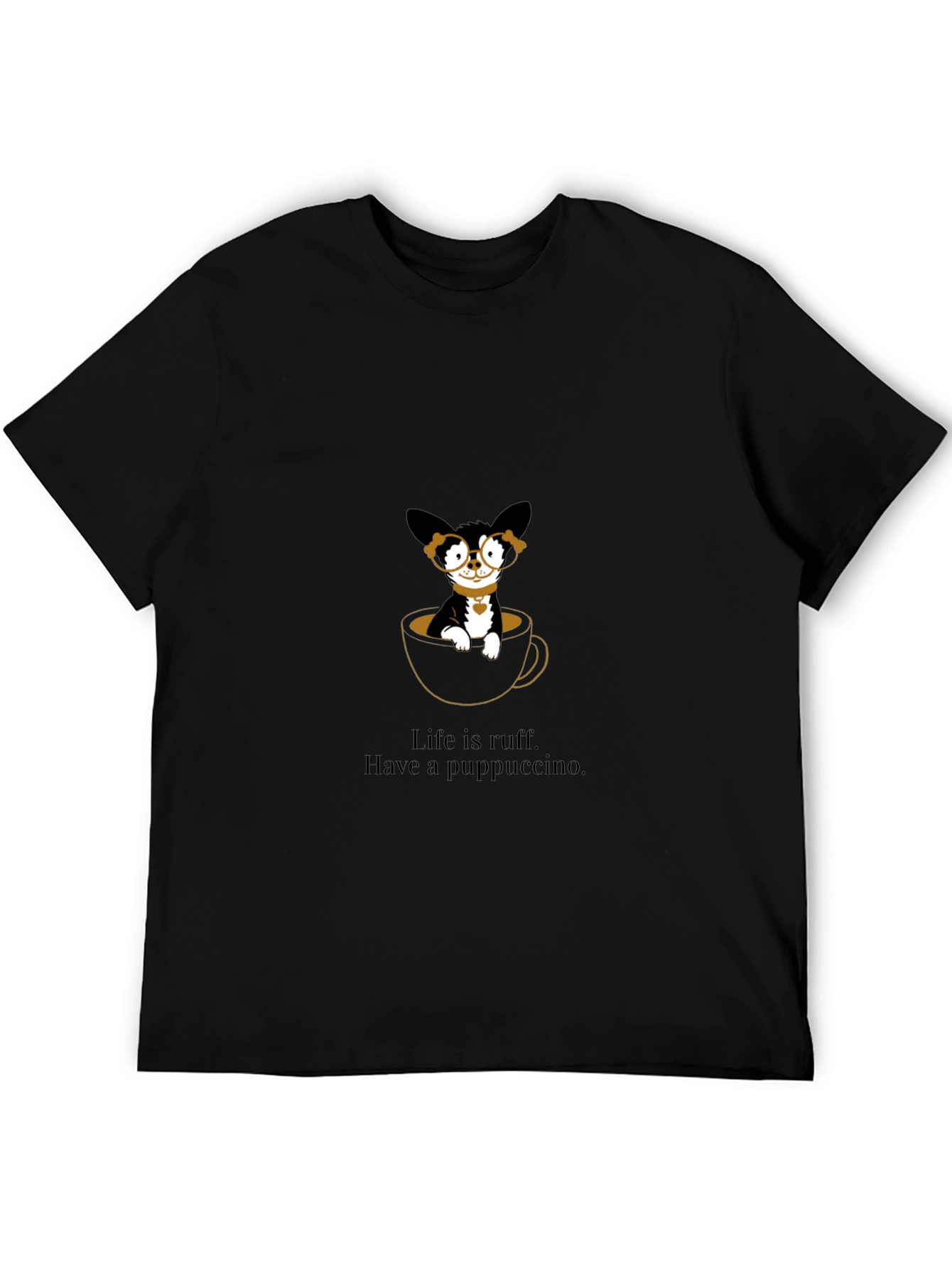 Black Puppuccino T-Shirt: Cute Dog in Coffee Cup Tee view 5