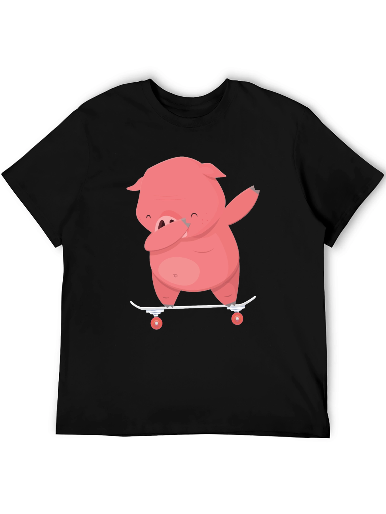 Black Dabbing Pig Skateboard T-Shirt - Funny Cartoon Tee view 5