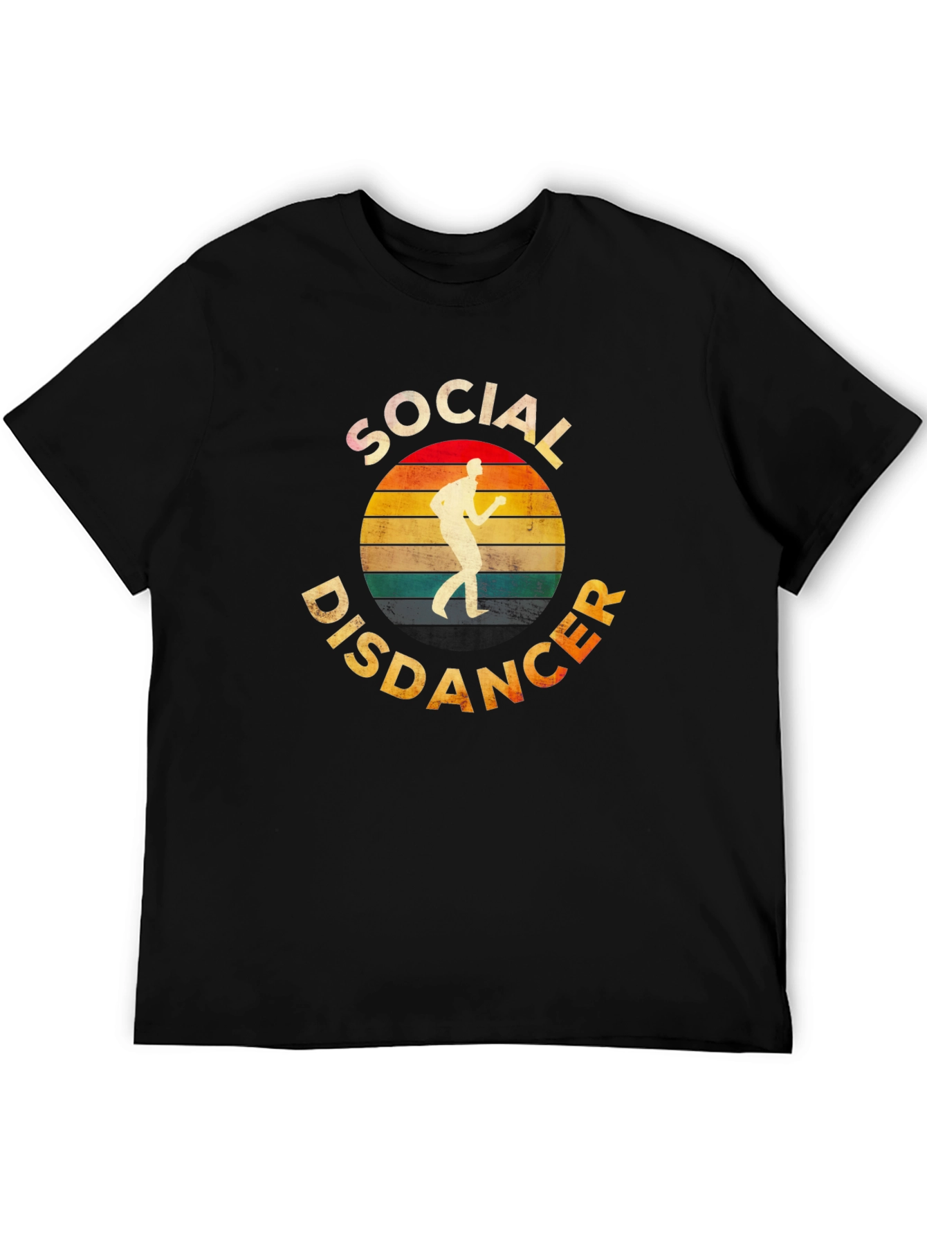Black Social Distancer Retro T-Shirt view 5