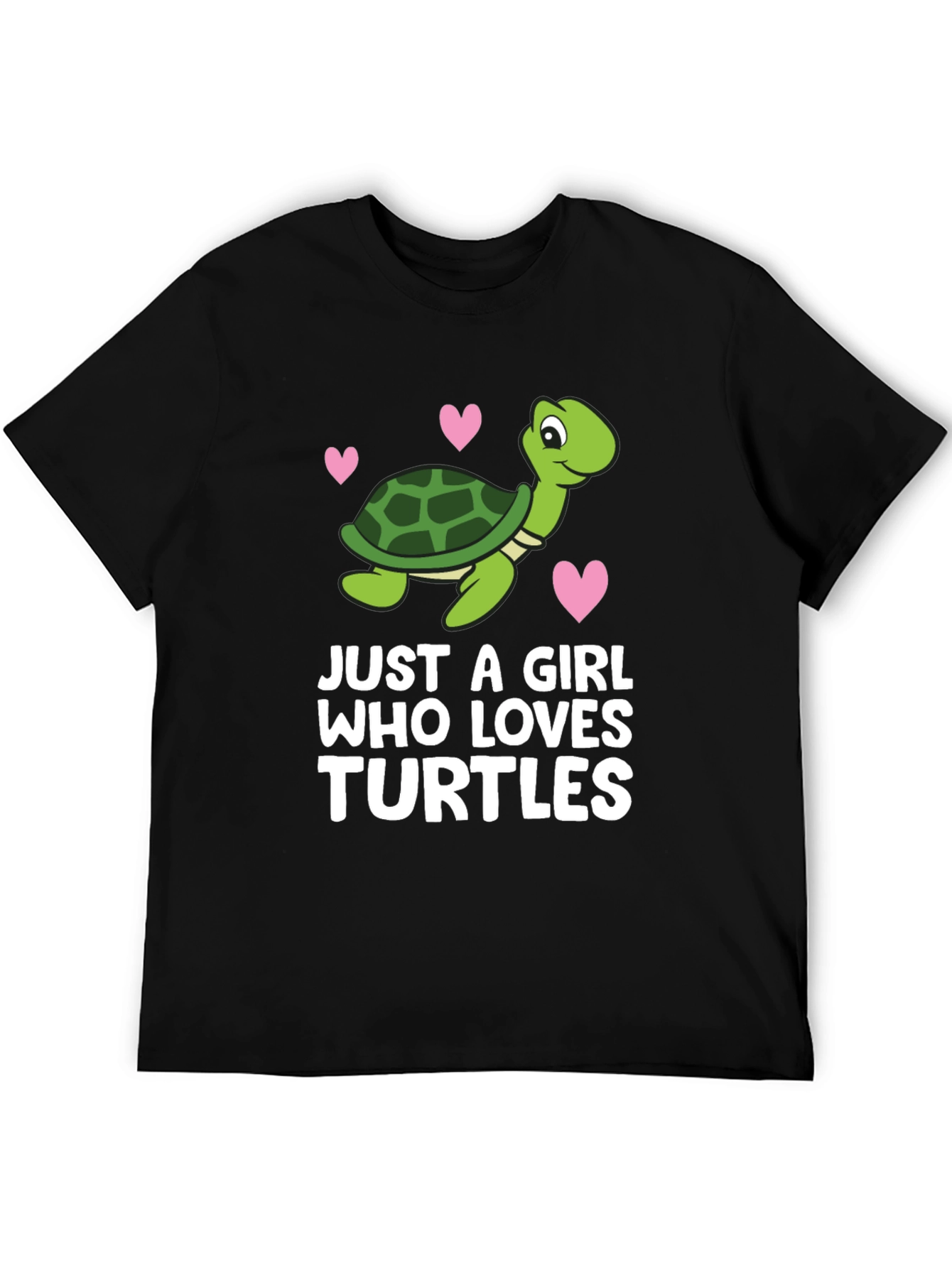 Black Cute Turtle Lover Tee - "Just A Girl Who Loves Turtles" view 5